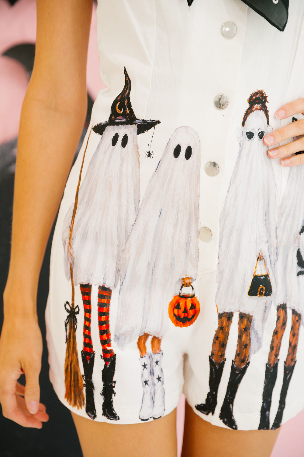 GO GHOSTS WHITE ROMPER