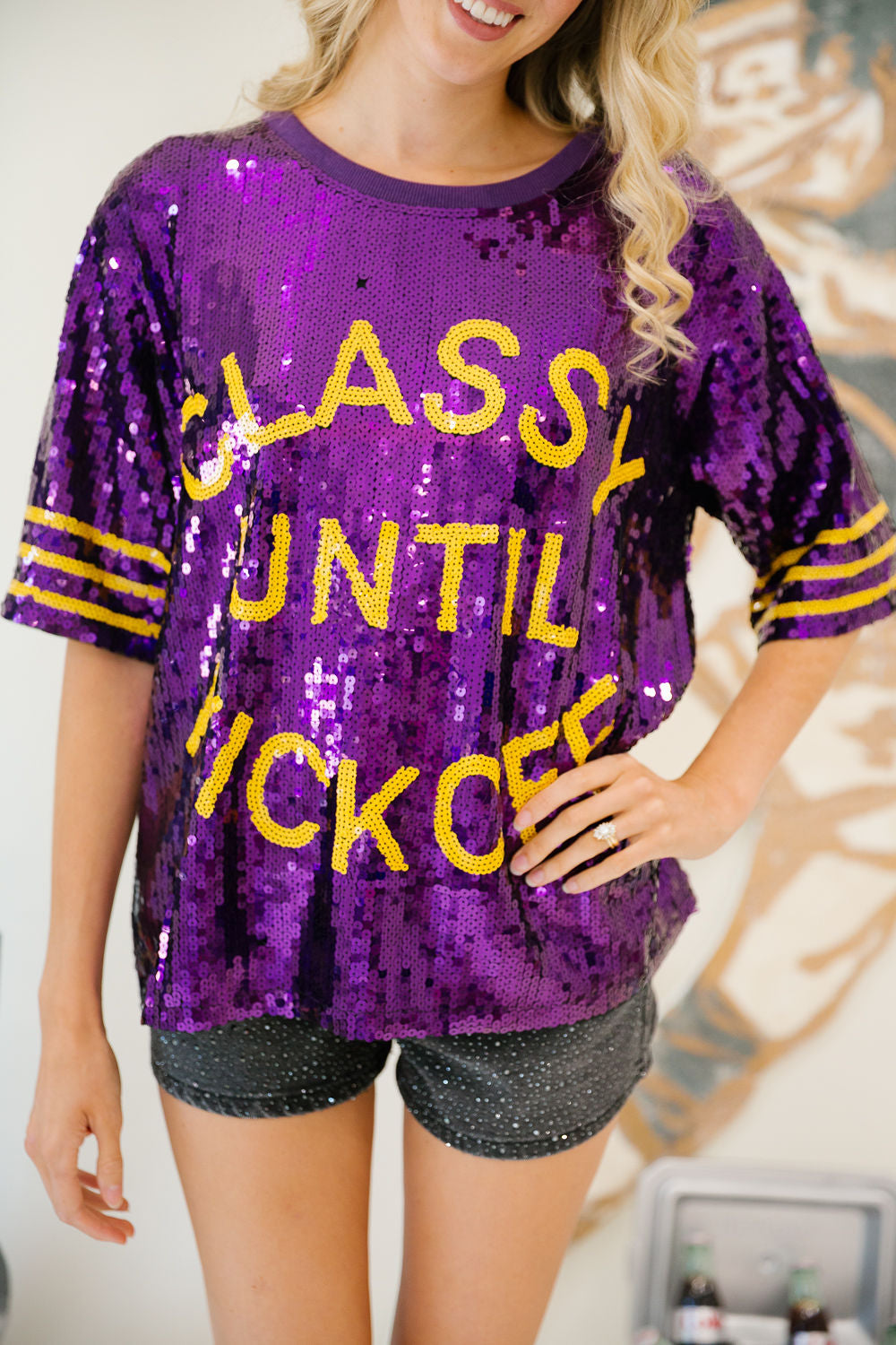 CLASSY UNTIL KICKOFF SEQUIN TOPS