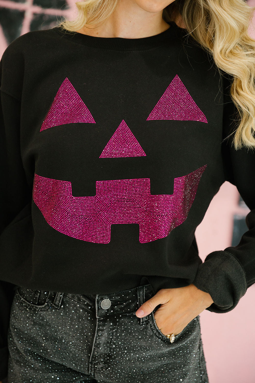 PUMPKIN FACE BLACK PULLOVER PULLOVER Judith March