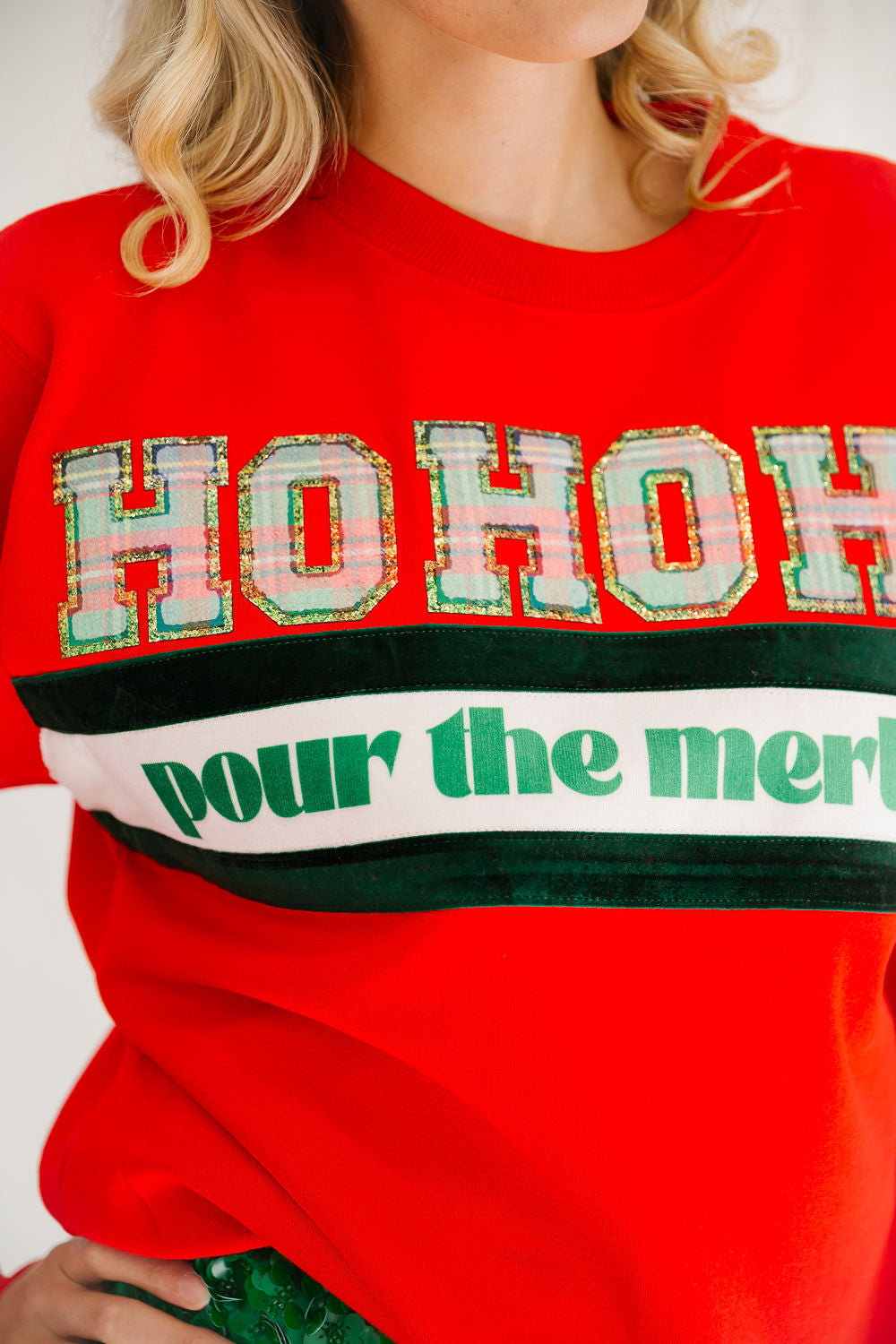 HOHOHO POUR THE MERLOT RED PULLOVER PULLOVER Judith March