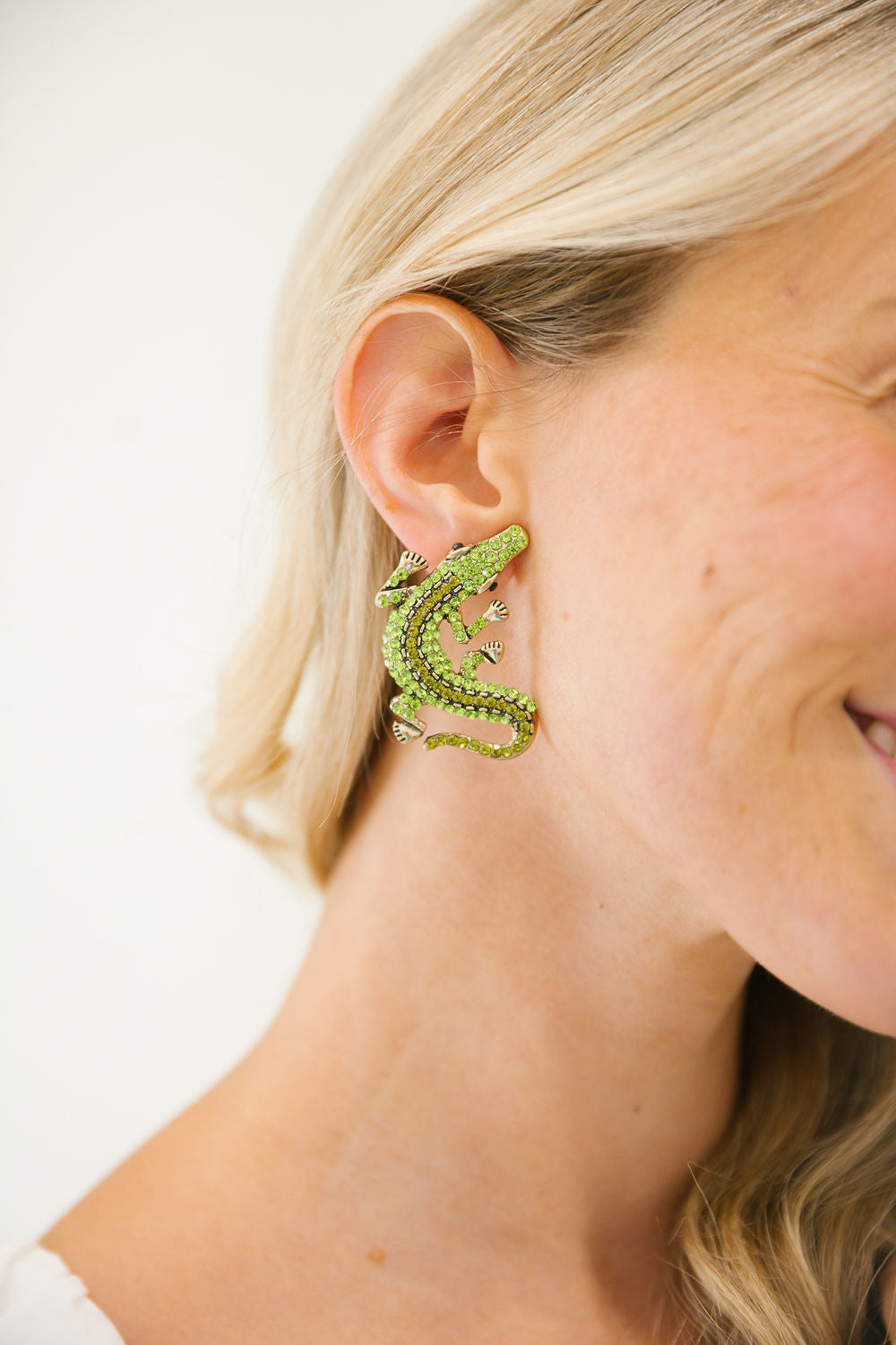 ALLIGATOR RHINESTONE EARRINGS earrings Judith March GREEN