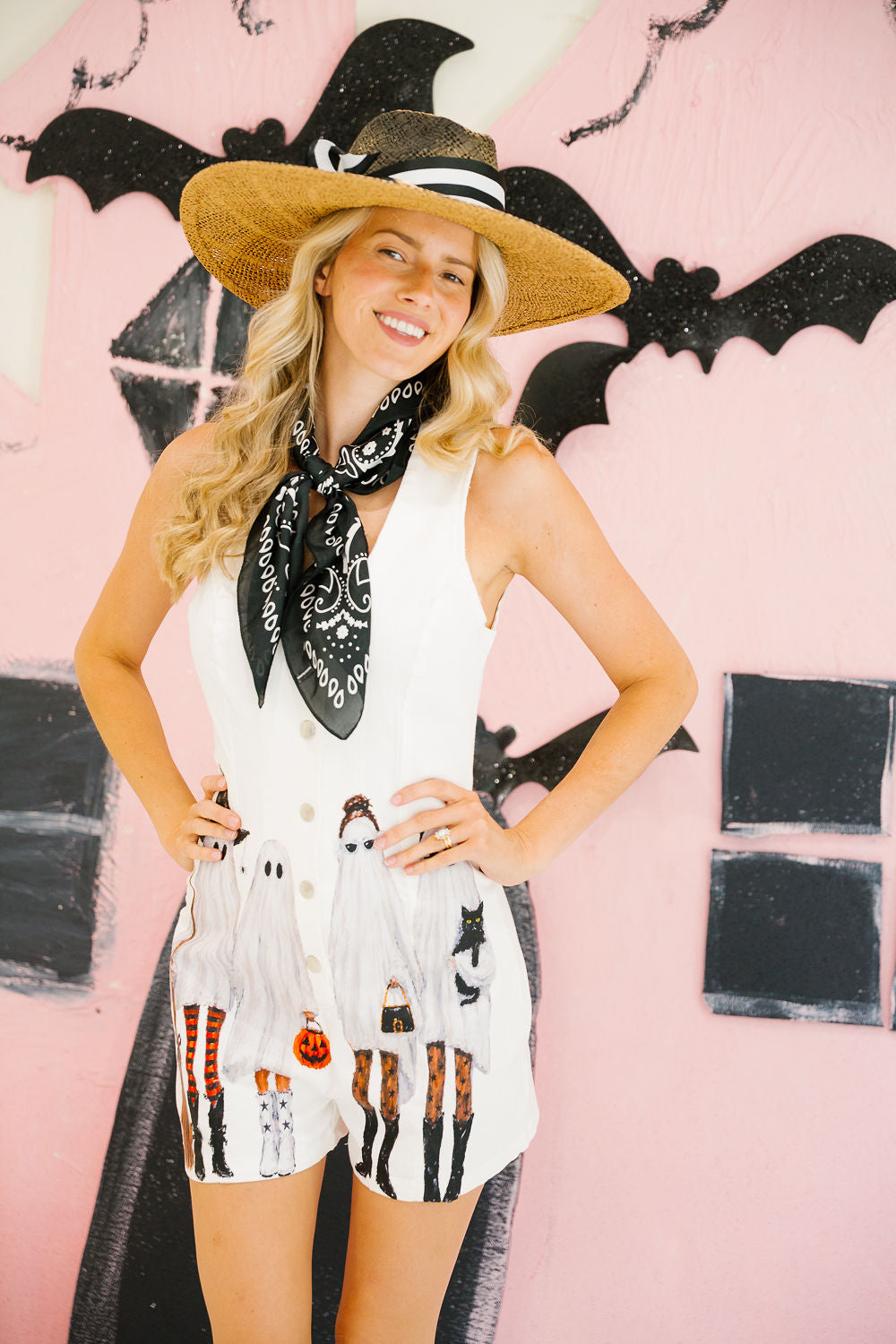 GO GHOSTS WHITE ROMPER