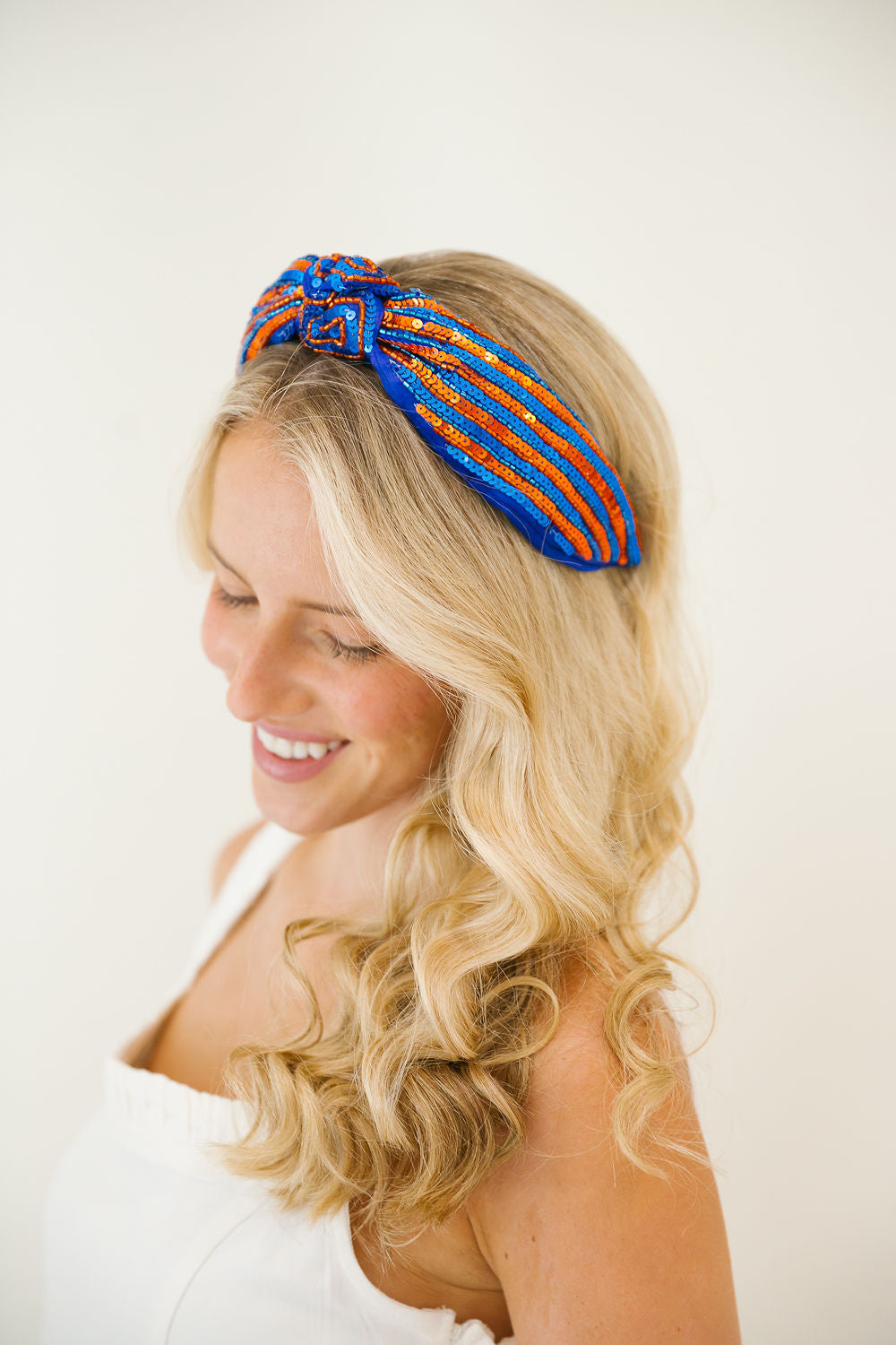 GAMEDAY SPARKLE KNOT HEADBAND Headband Judith March ORANGE & BLUE