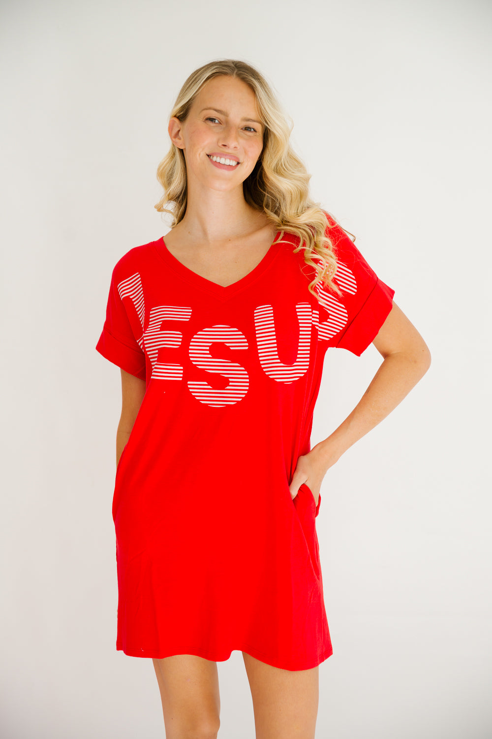 JESUS RED T-SHIRT DRESS DRESS Judith March