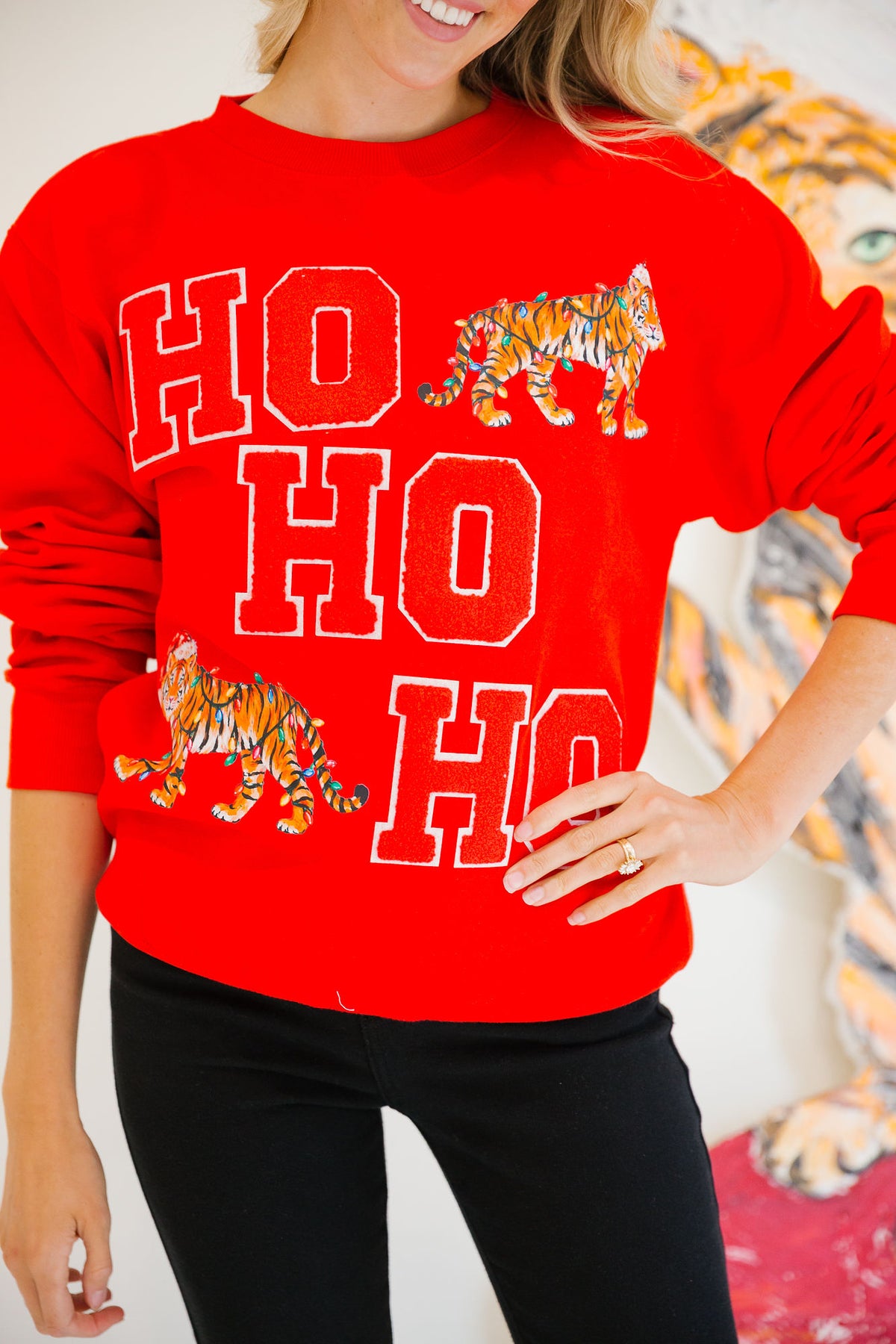 HO HO HO TIGER RED PULLOVER PULLOVER Judith March