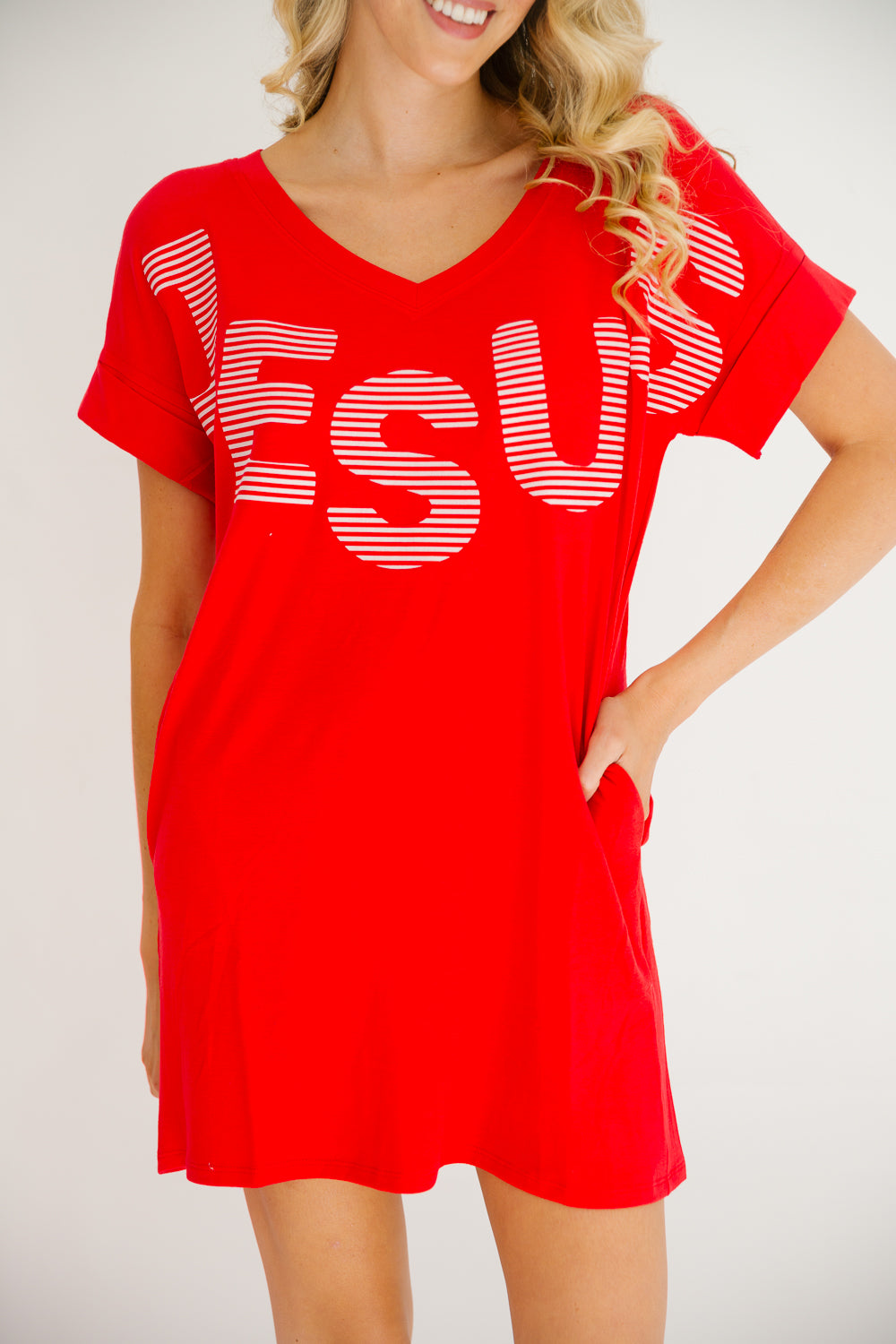 JESUS RED T-SHIRT DRESS DRESS Judith March