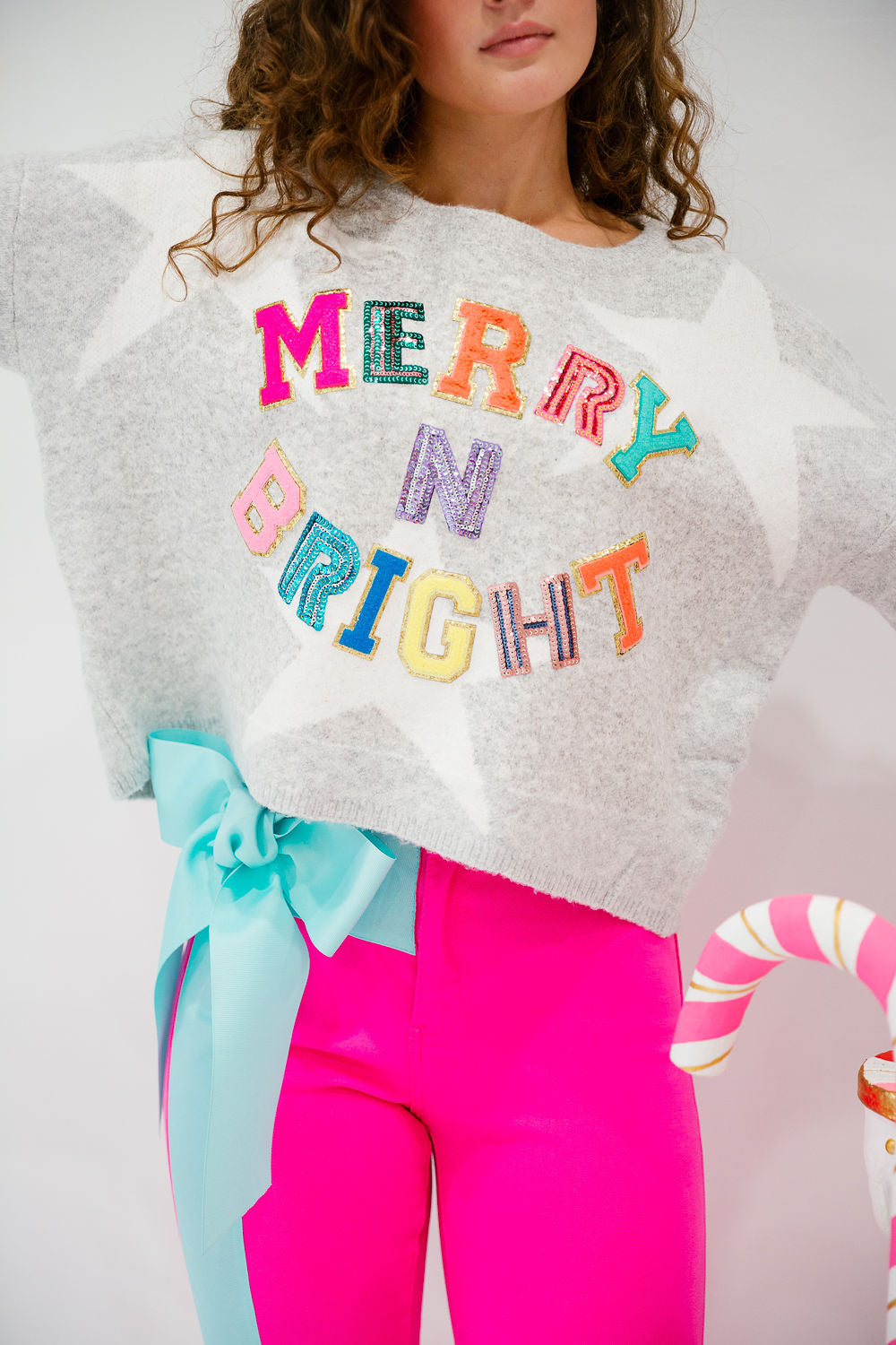 MERRY N BRIGHT GREY STAR SWEATER SWEATER Judith March