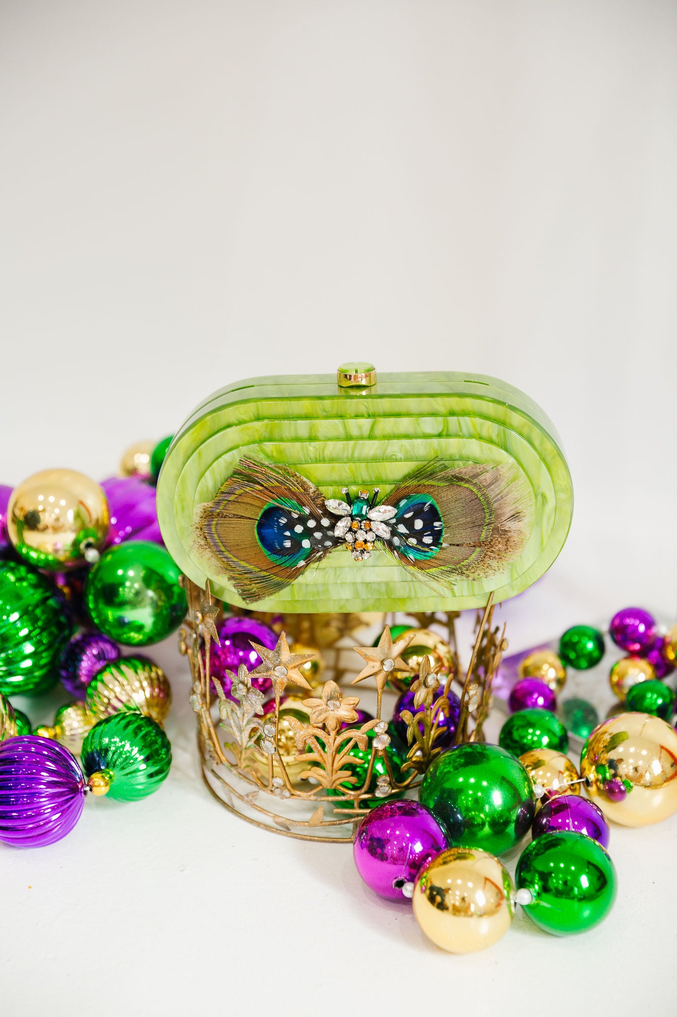 PEACOCK GLAM JEWEL CLUTCH PURSE Judith March