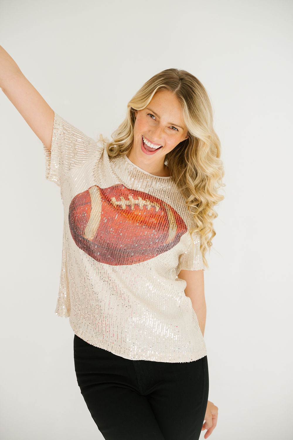 TOUCHDOWN SEASON GOLD SEQUIN TOP TOP Judith March