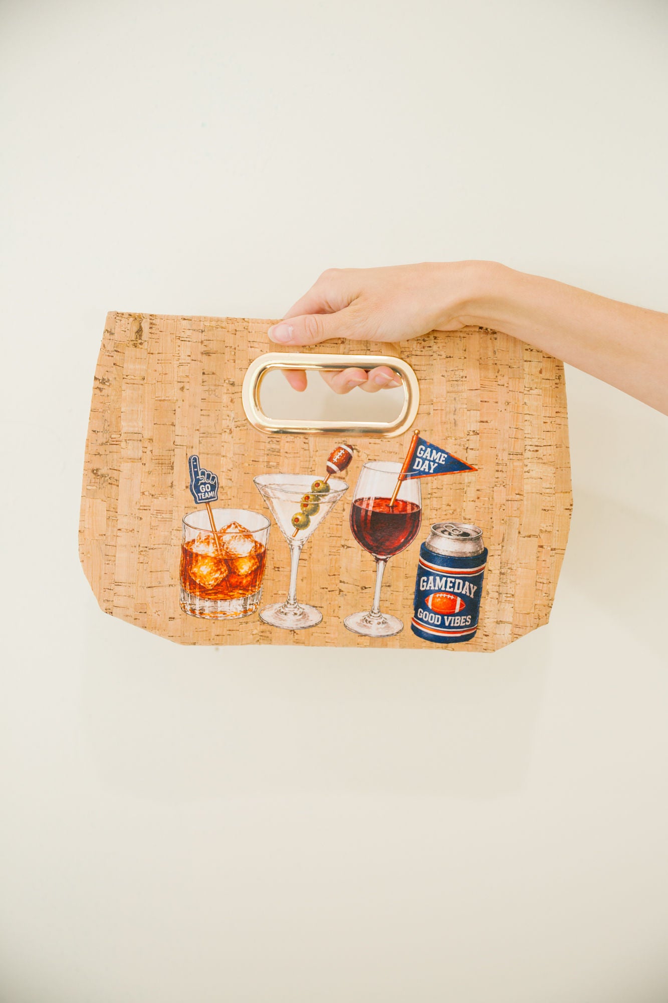 KICKOFF & COCKTAILS CORK CLUTCH PURSE Judith March