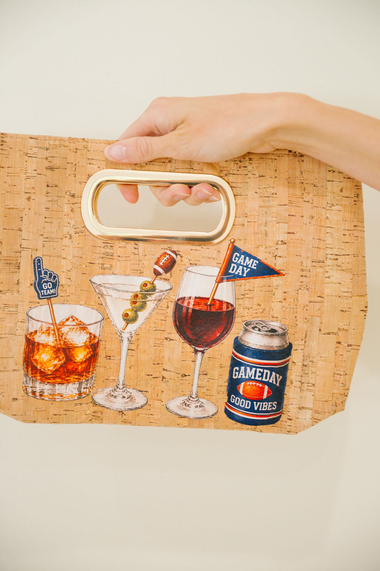 KICKOFF & COCKTAILS CORK CLUTCH PURSE Judith March