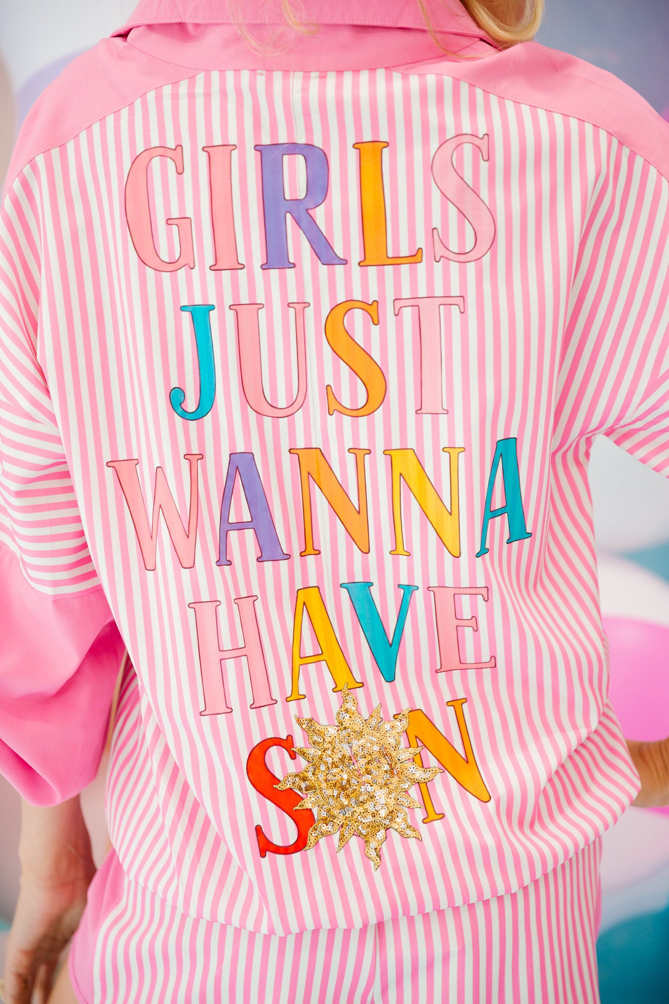 GIRLS JUST WANNA HAVE SUN PINK QUARTER ZIP SWEATER Judith March