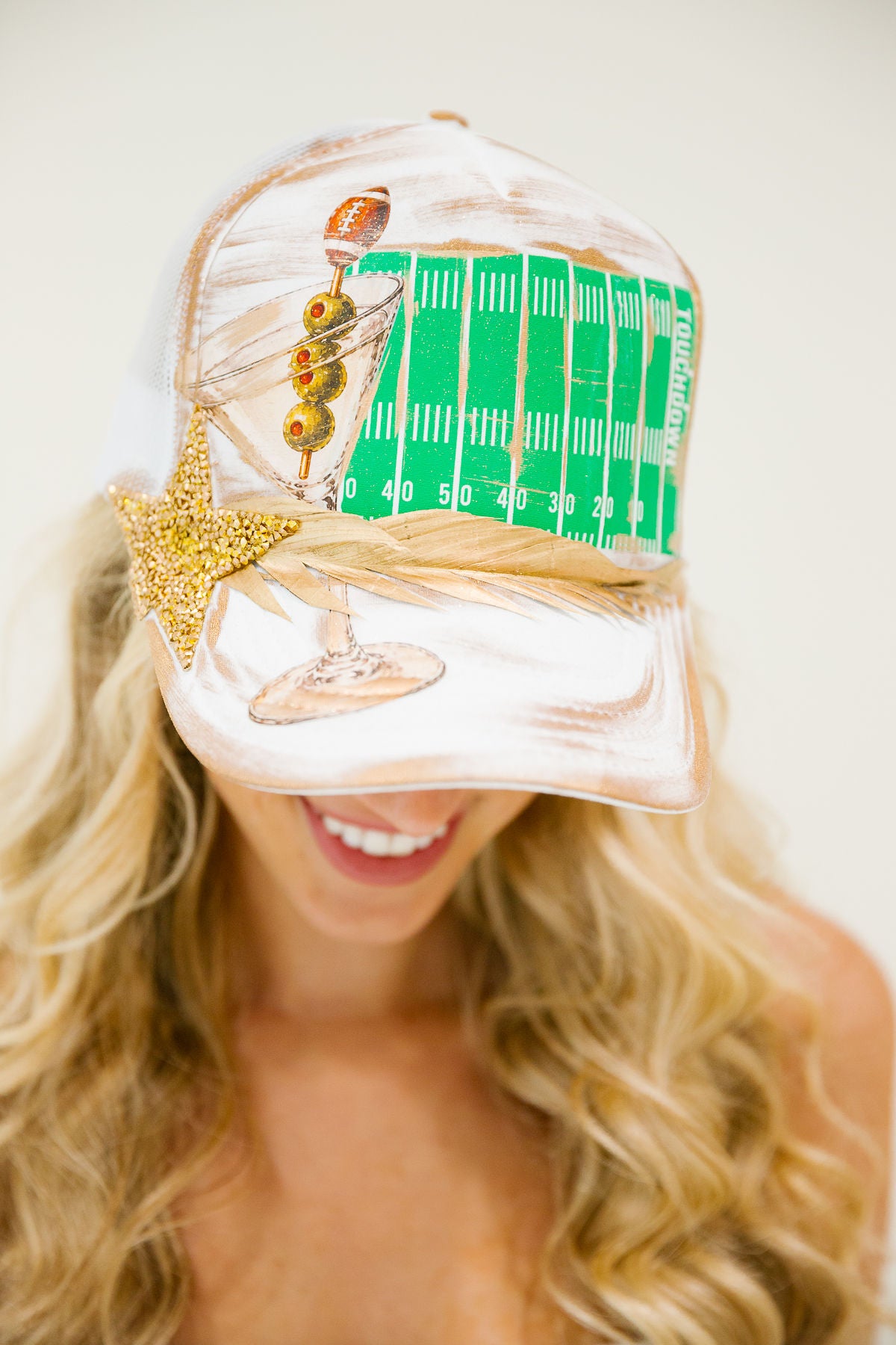 TINIS & TOUCHDOWNS WHITE STRUCTURED HAT
