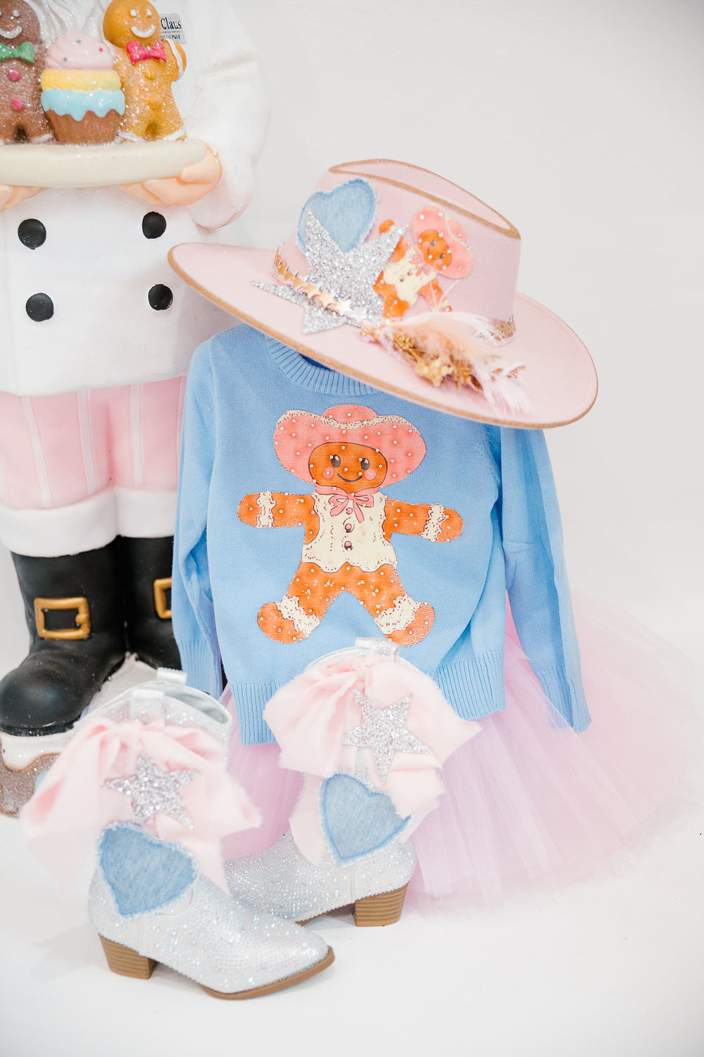 MINI KIDS HOWDY GINGERBREAD BLUE SWEATER SWEATER Judith March