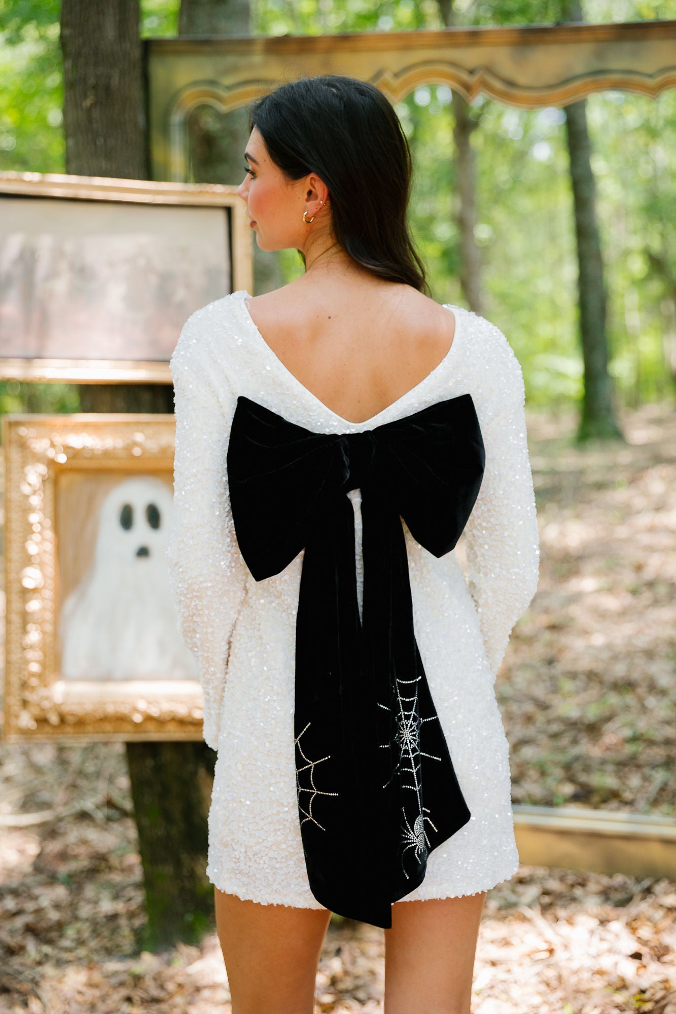 WEBBED BOW SEQUIN DRESS DRESS Judith March