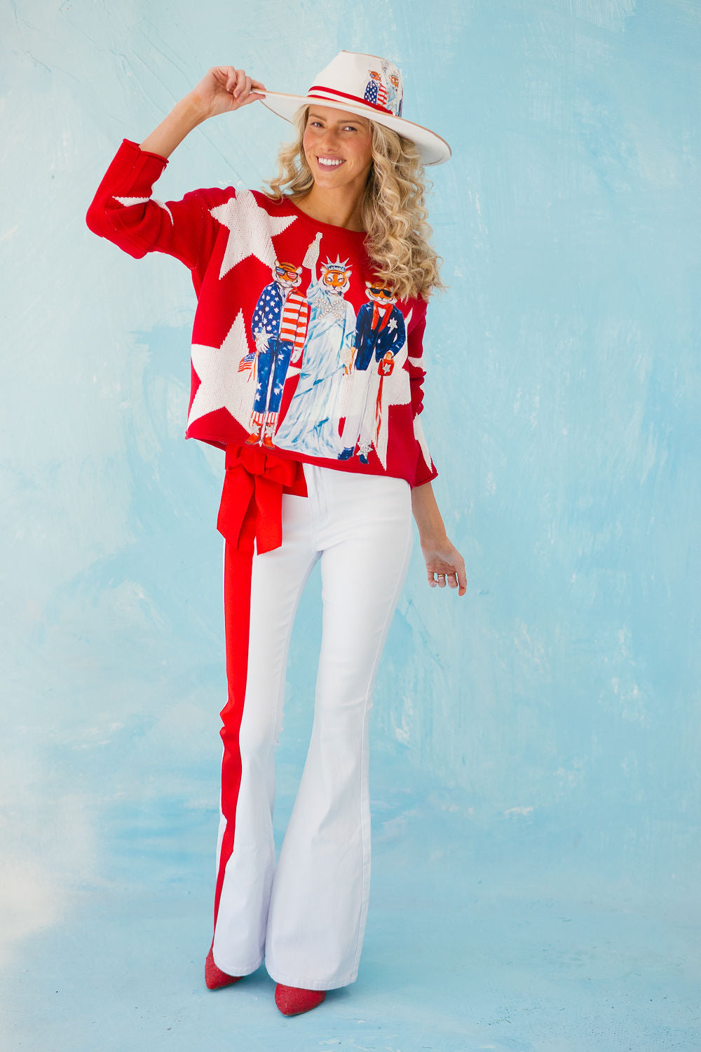 STARS AND STRIPES RED SWEATER SWEATER Judith March