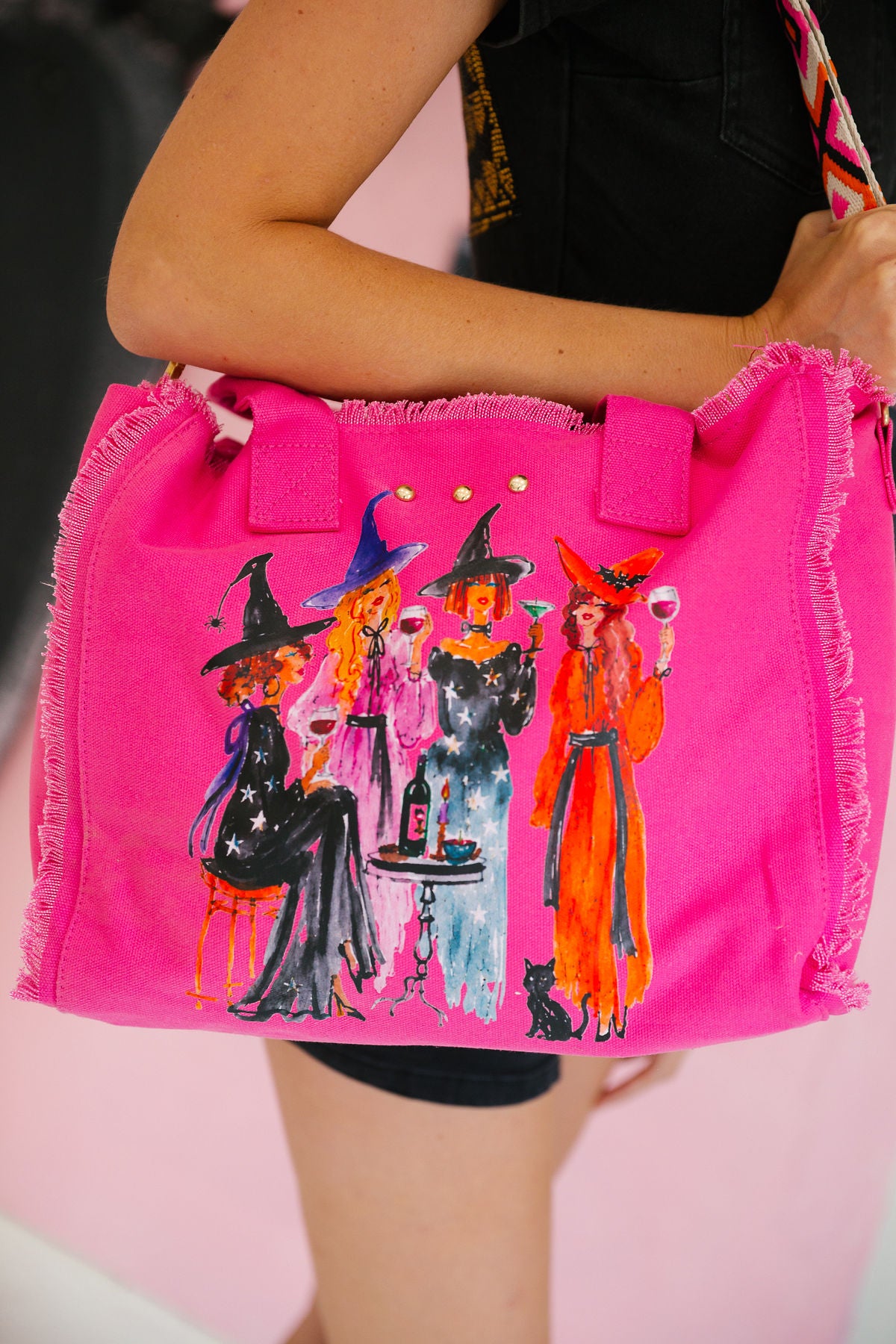 WITCH'S NIGHT OUT PINK TOTE BAG TOTE BAG Judith March