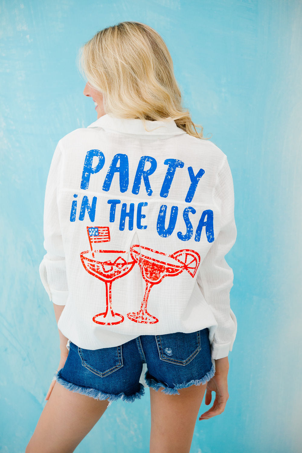 PARTY IN THE USA WHITE BUTTON DOWN Button Down Judith March