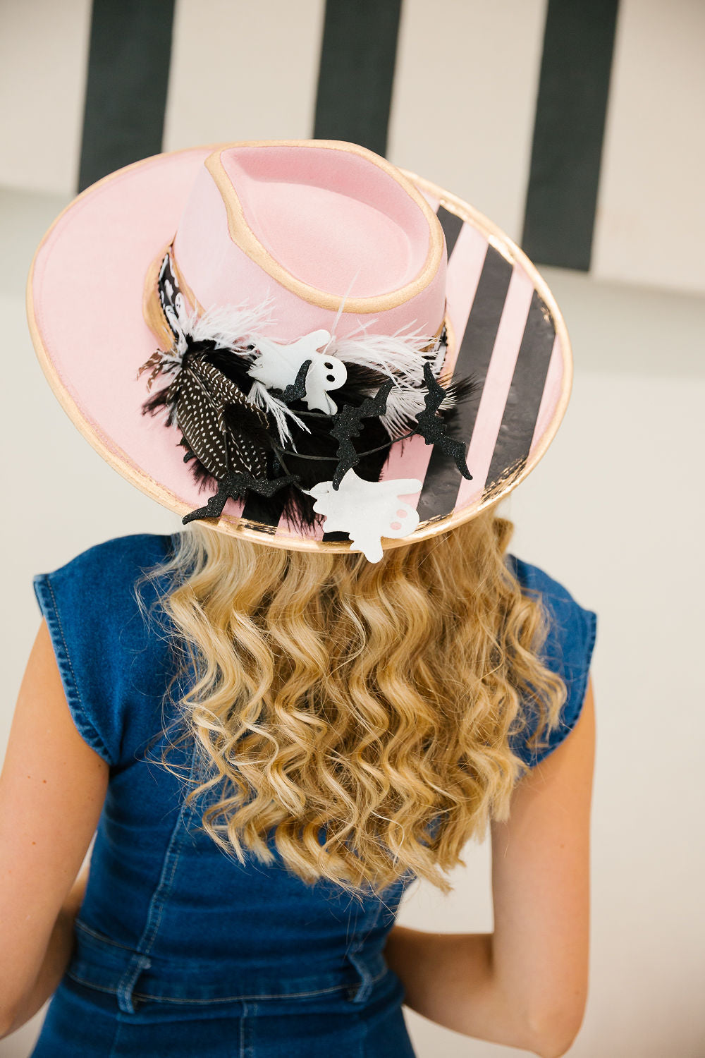 STRIPE ME SPOOKY PINK RANCHER HAT TRUCKER HAT Judith March