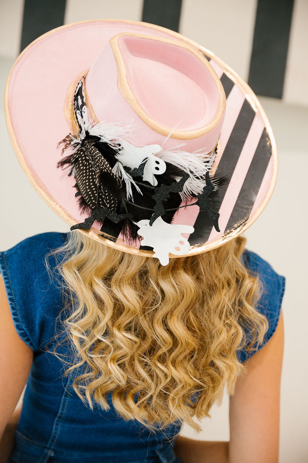 STRIPE ME SPOOKY PINK RANCHER HAT TRUCKER HAT Judith March