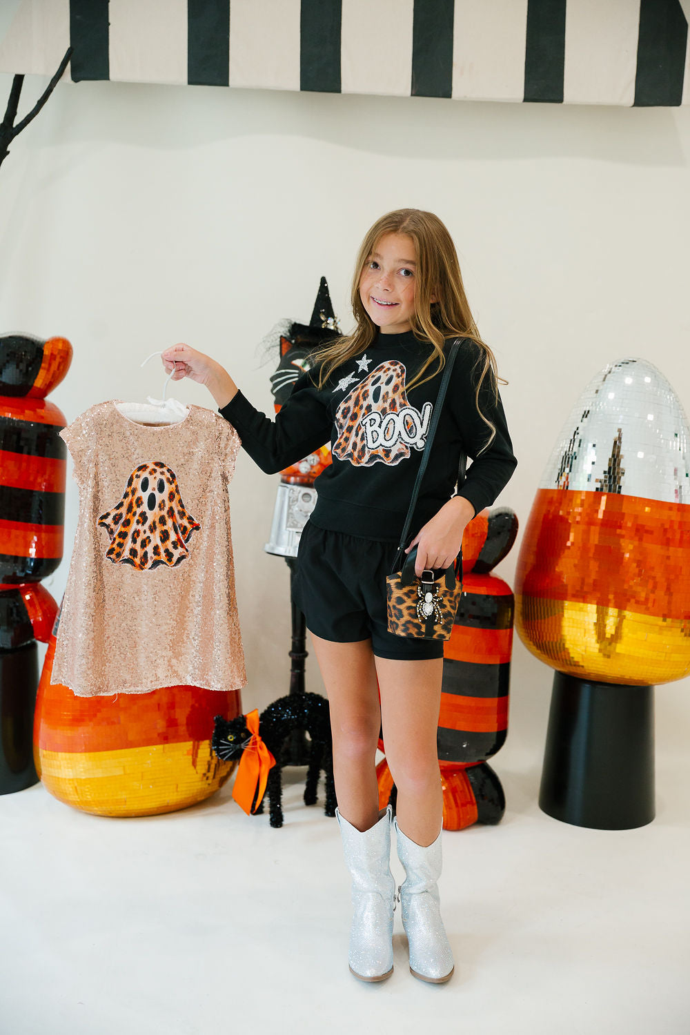 MINI KIDS LEOPARD BOO SEQUIN DRESS