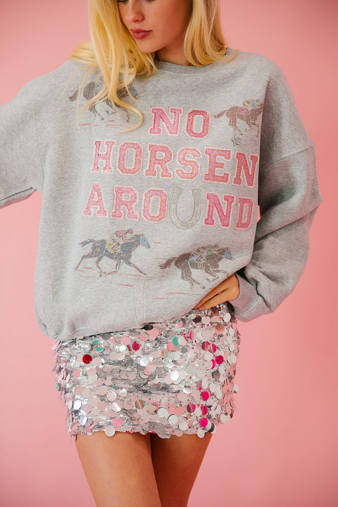 NO HORSEN AROUND GREY PULLOVER pullover Judith March   
