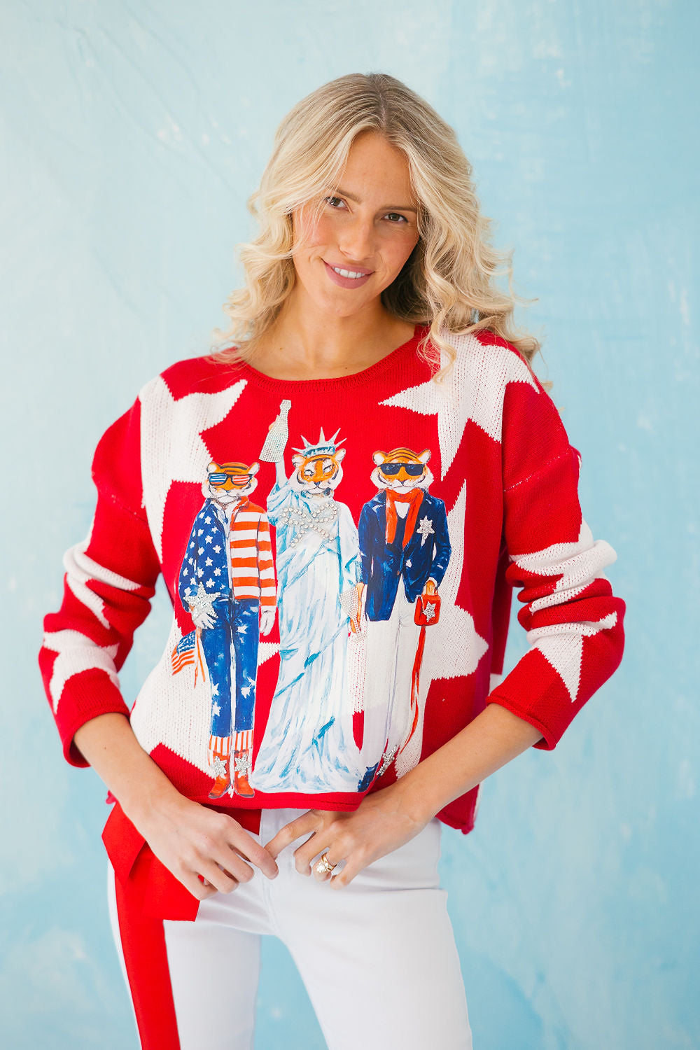 STARS AND STRIPES RED SWEATER SWEATER Judith March