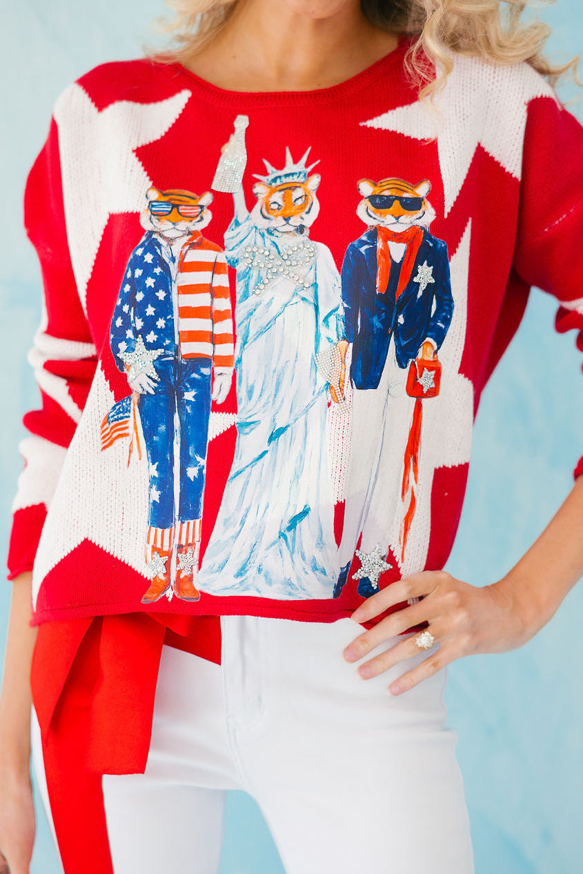 STARS AND STRIPES RED SWEATER SWEATER Judith March