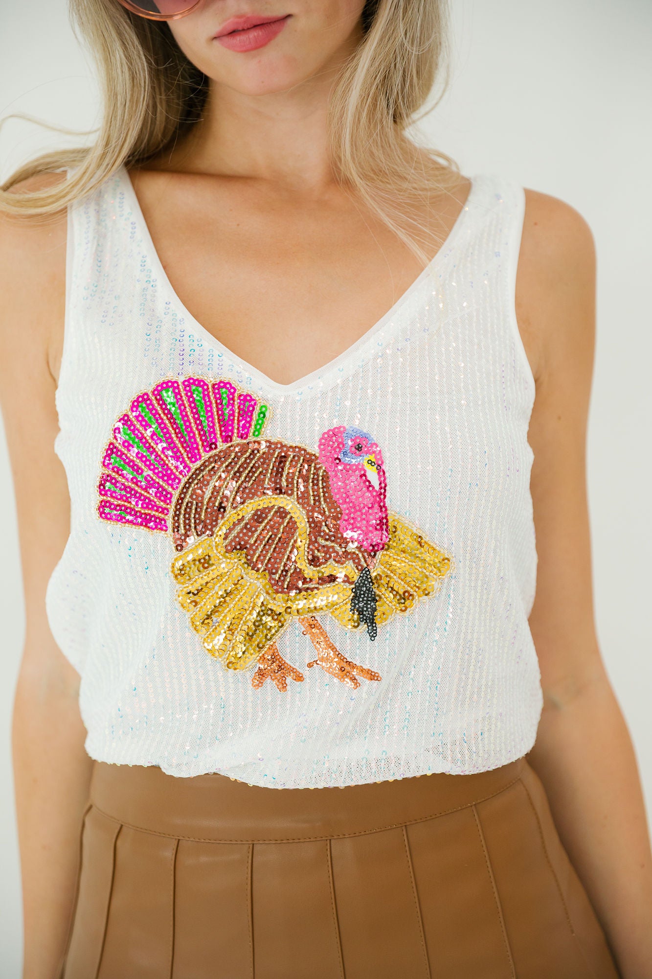 TURKEY SILVER SEQUIN TANK TANK Judith March