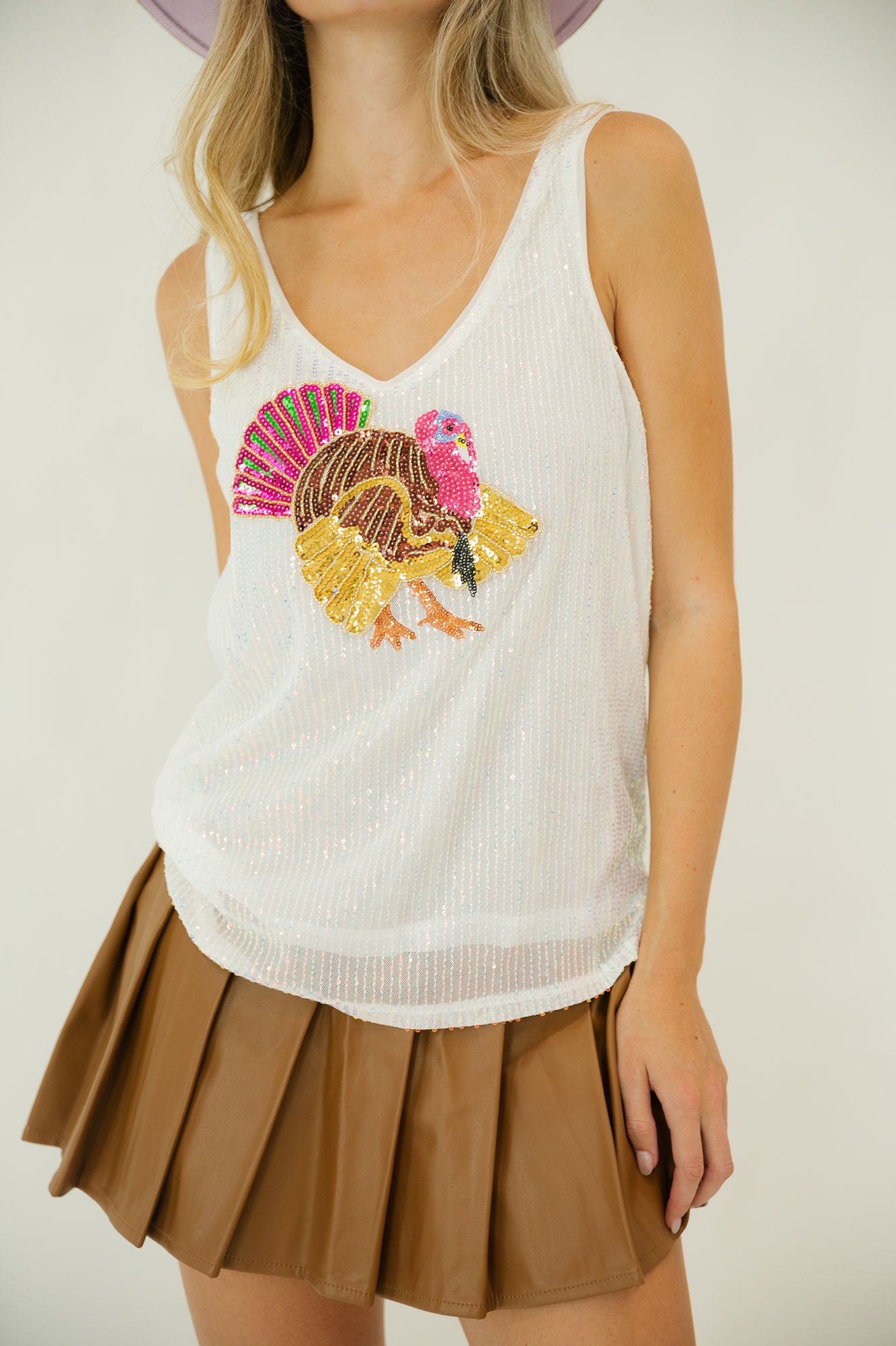 TURKEY SILVER SEQUIN TANK TANK Judith March
