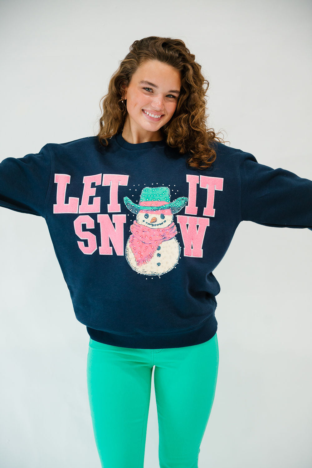LET IT SNOW NAVY PULLOVER PULLOVER Judith March
