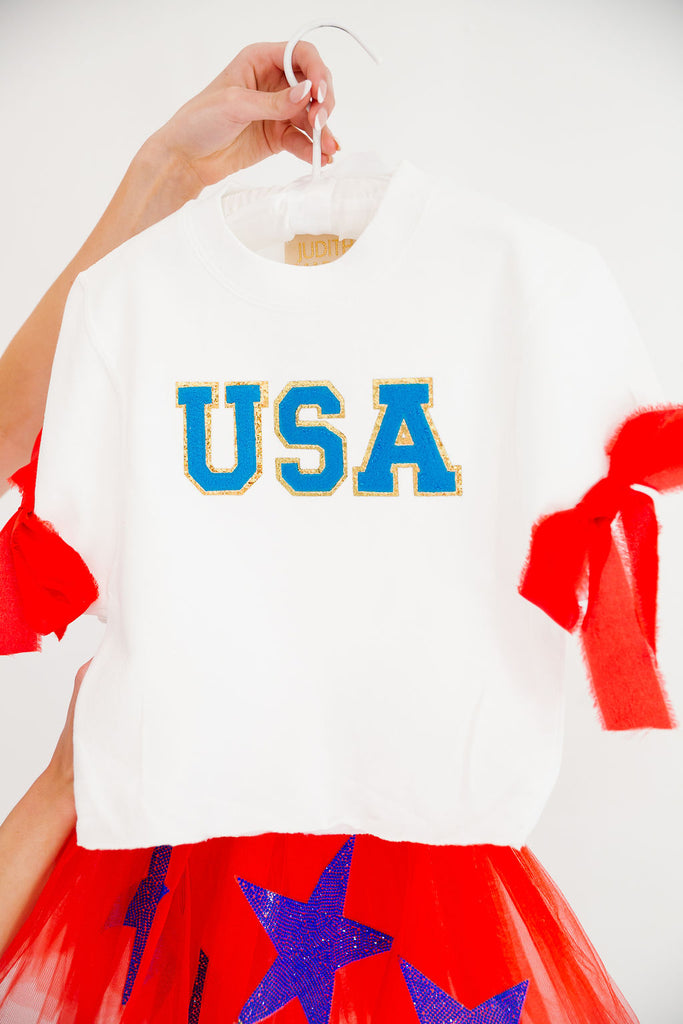 MINI KIDS USA WHITE SLEEVELESS PULLOVER PULLOVER Judith March