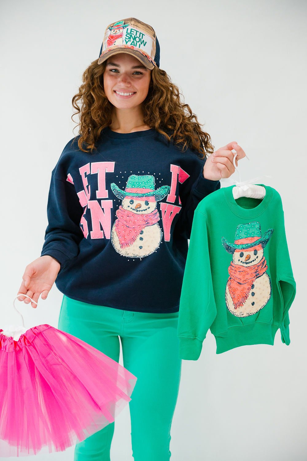 MINI KIDS HOWDY SNOWMAN GREEN PULLOVER PULLOVER Judith March