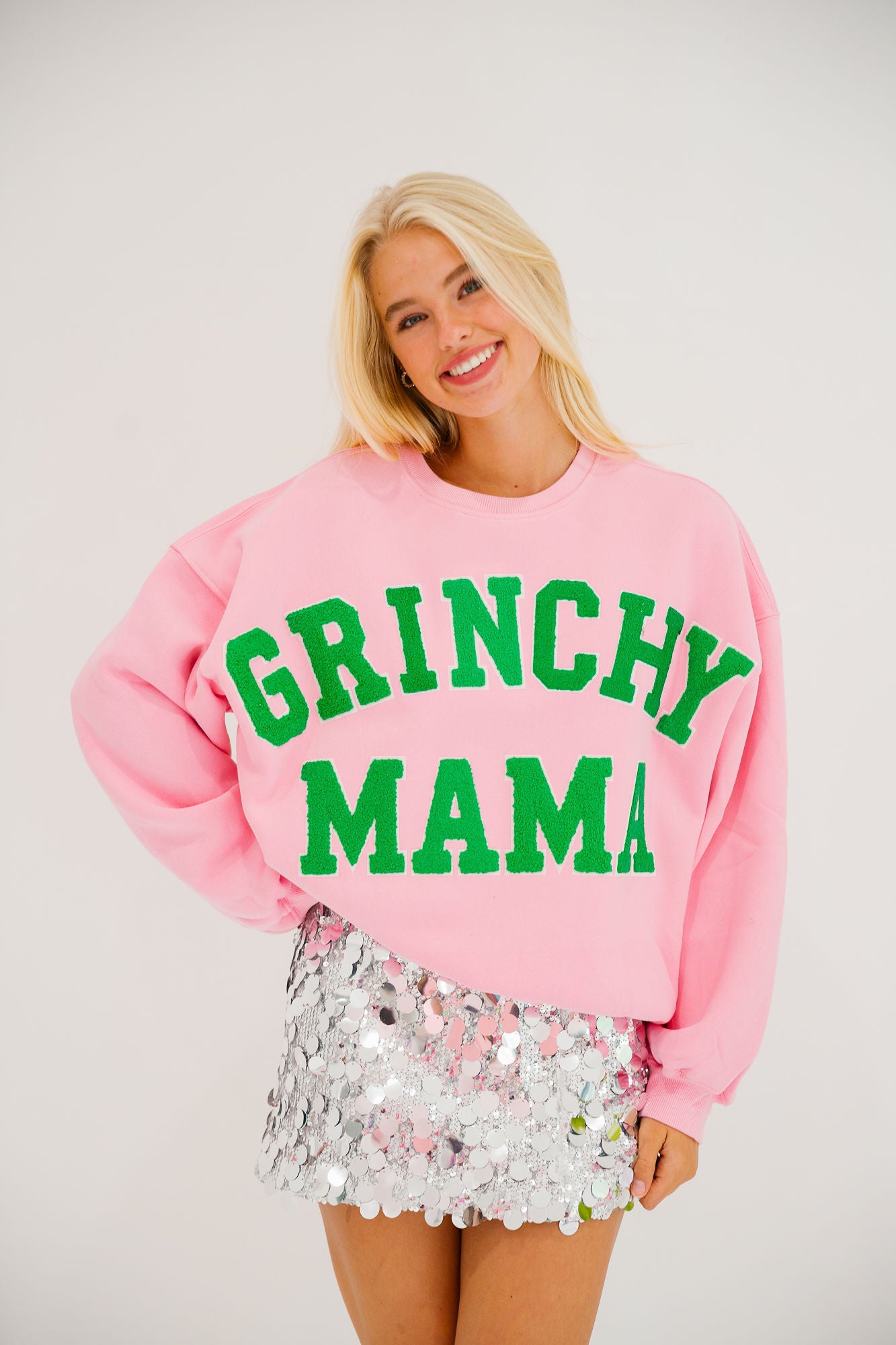 GRINCHY MAMA PINK PULLOVER PULLOVER Judith March