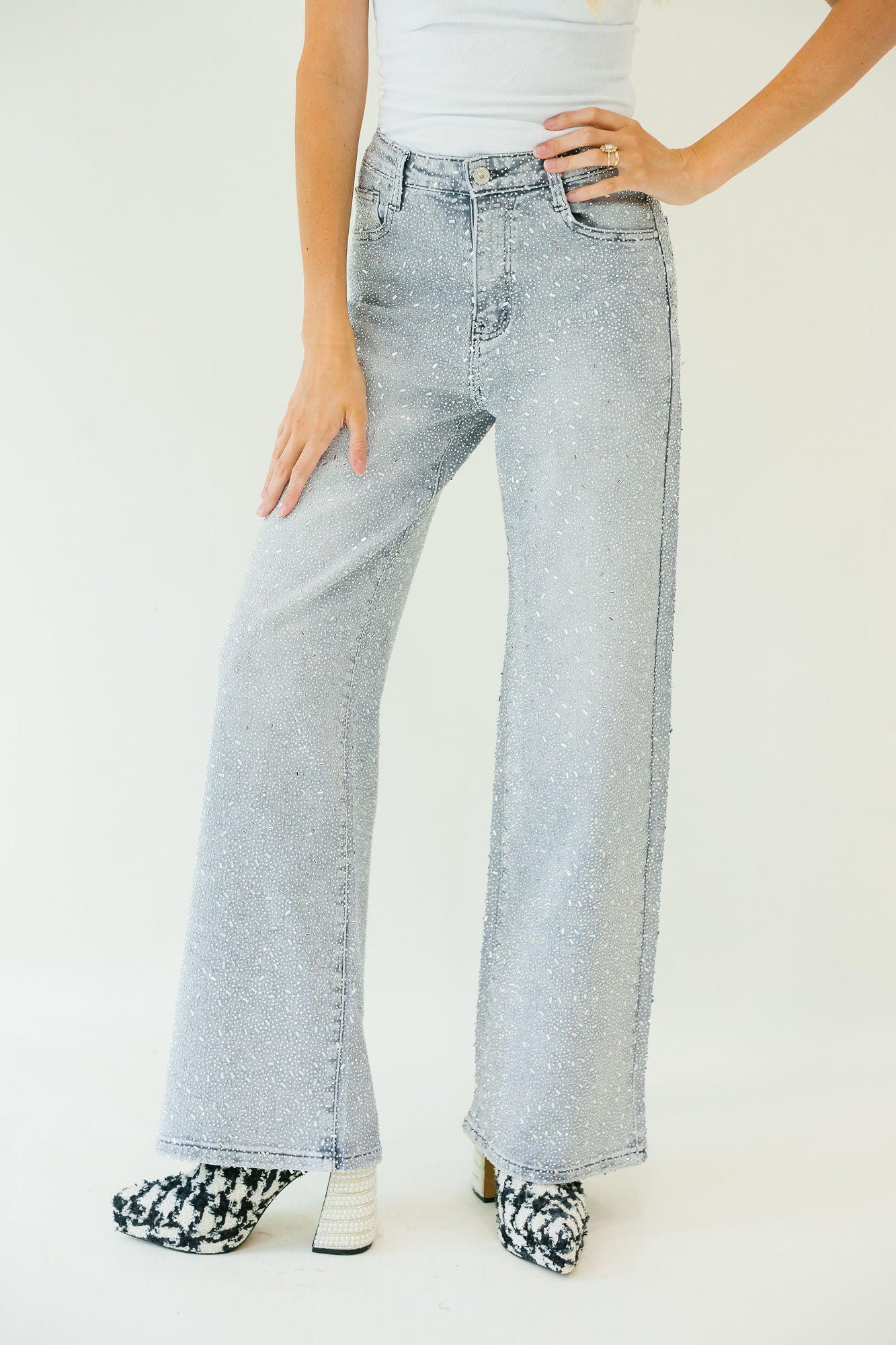 BEJEWELED LIGHT WASH JEANS Pants Judith March
