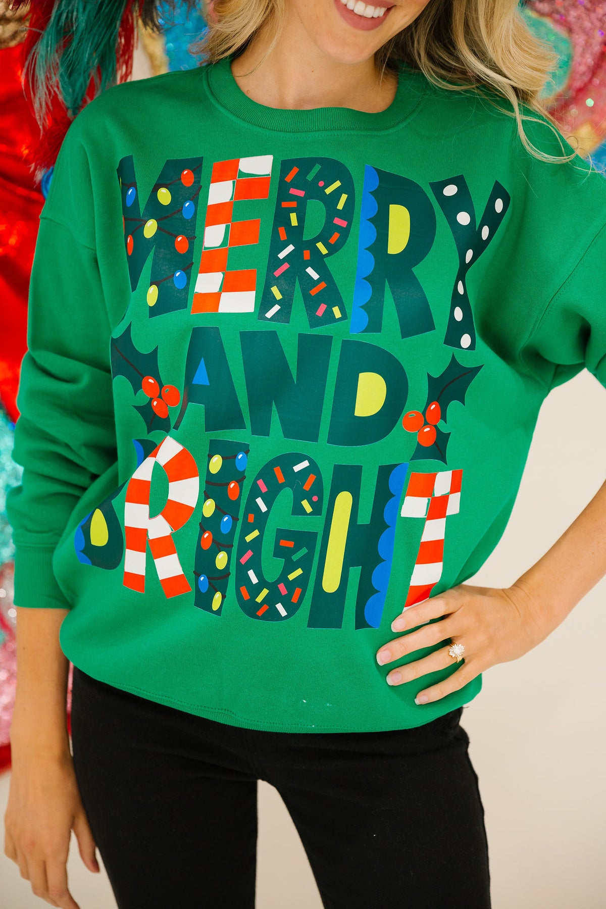 MERRY AND BRIGHT GREEN PULLOVER PULLOVER Judith March