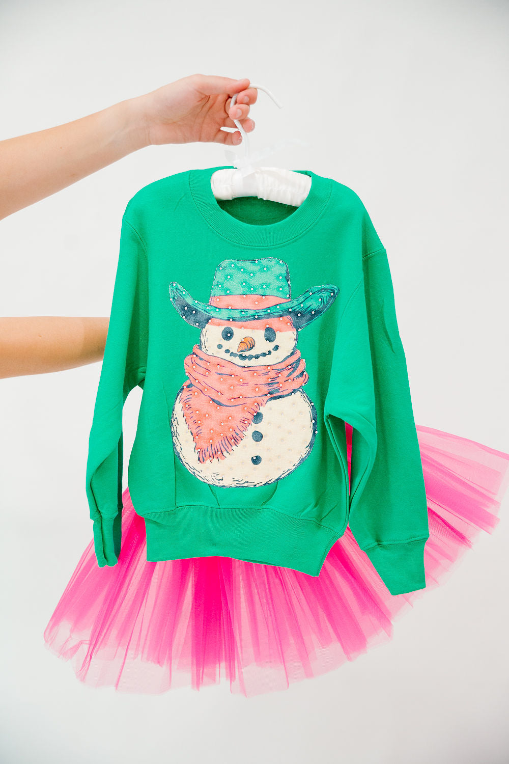 MINI KIDS HOWDY SNOWMAN GREEN PULLOVER PULLOVER Judith March