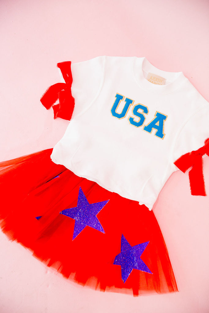 MINI KIDS USA WHITE SLEEVELESS PULLOVER PULLOVER Judith March