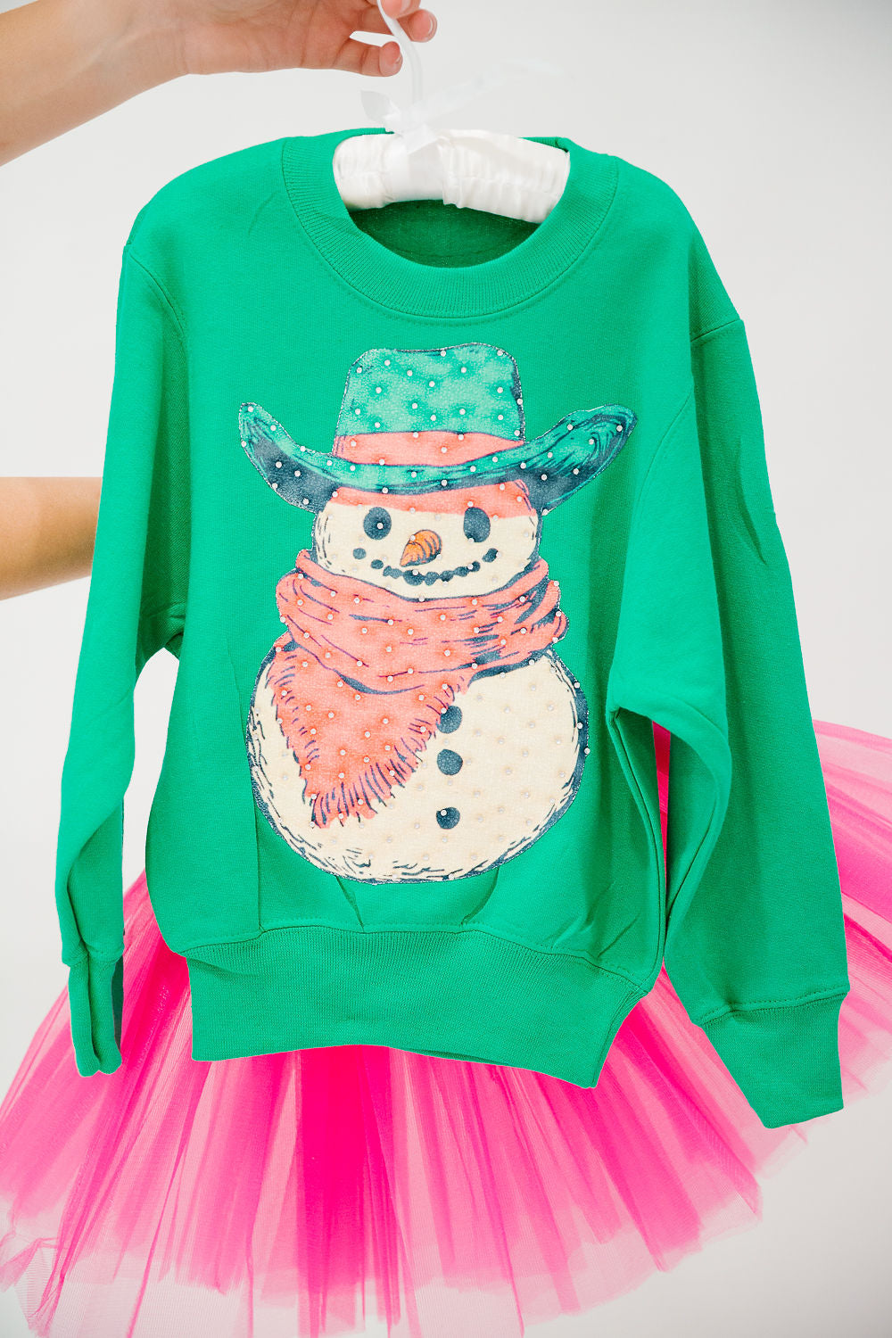MINI KIDS HOWDY SNOWMAN GREEN PULLOVER PULLOVER Judith March