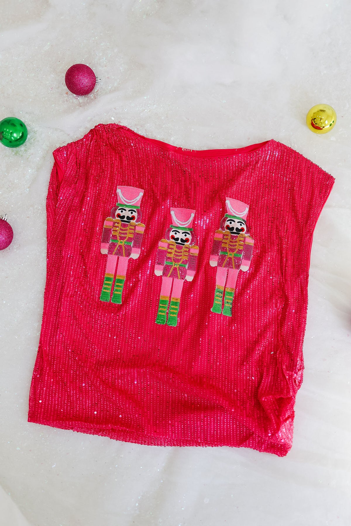 SUGAR PLUM SOLIDER HOT PINK SEQUIN TOP