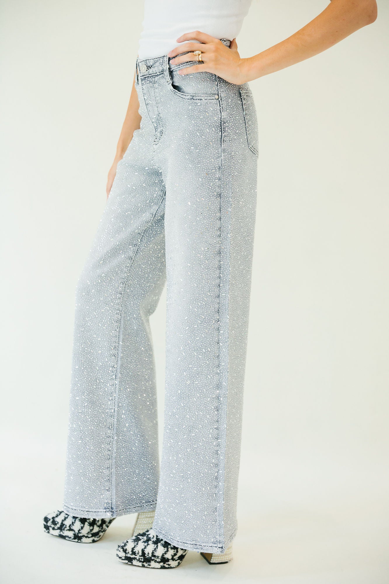 BEJEWELED LIGHT WASH JEANS Pants Judith March
