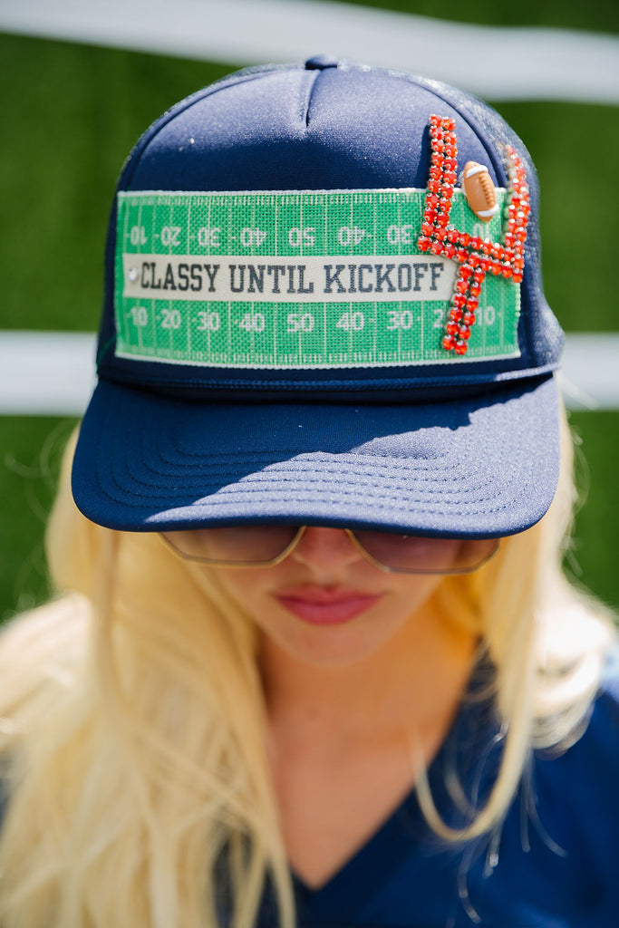 DOWN THE FIELD NAVY TRUCKER HAT TRUCKER HAT Judith March