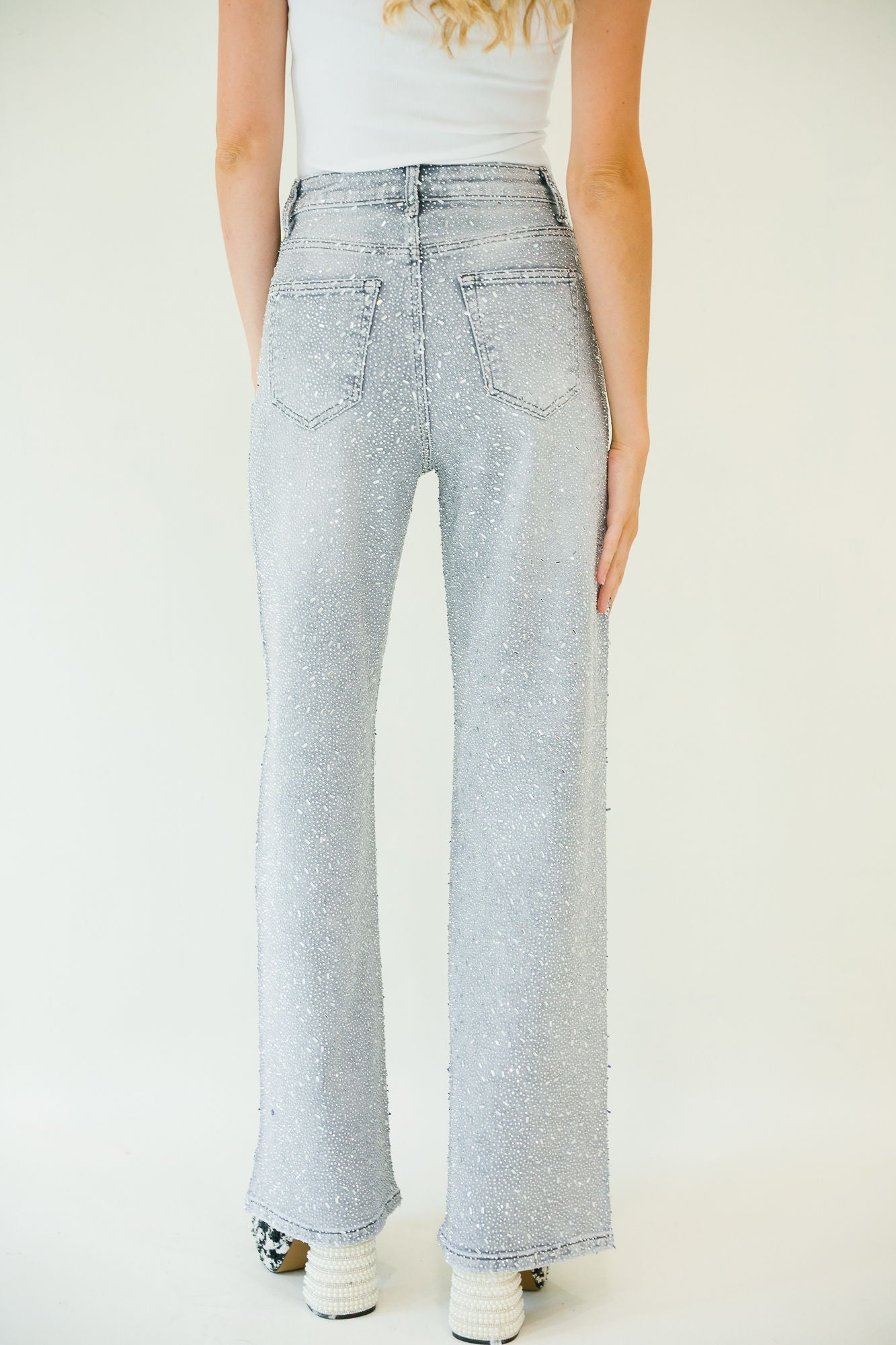 BEJEWELED LIGHT WASH JEANS Pants Judith March
