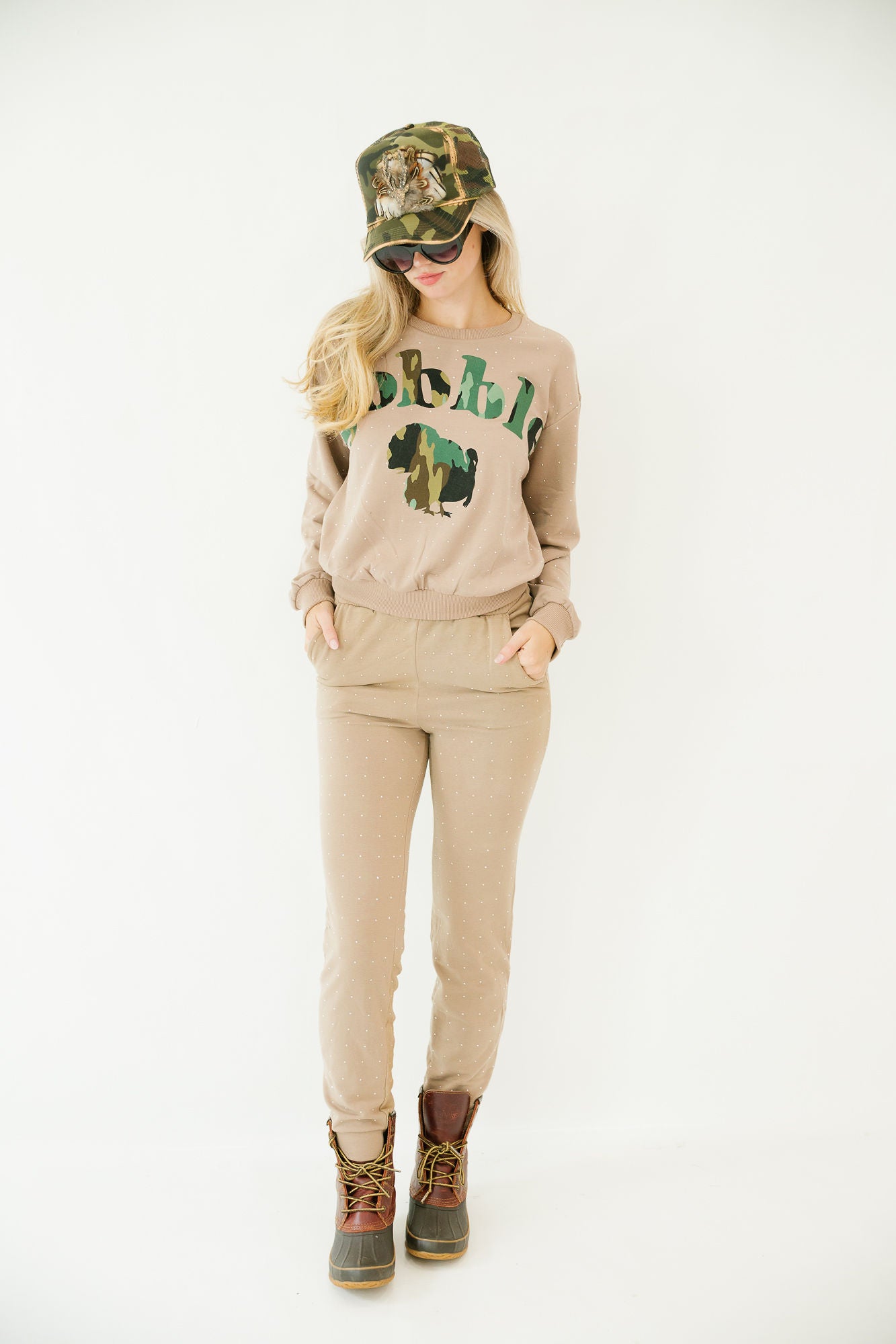 GOBBLE CAMO BEJEWELED LOUNGE SET Loungewear Judith March