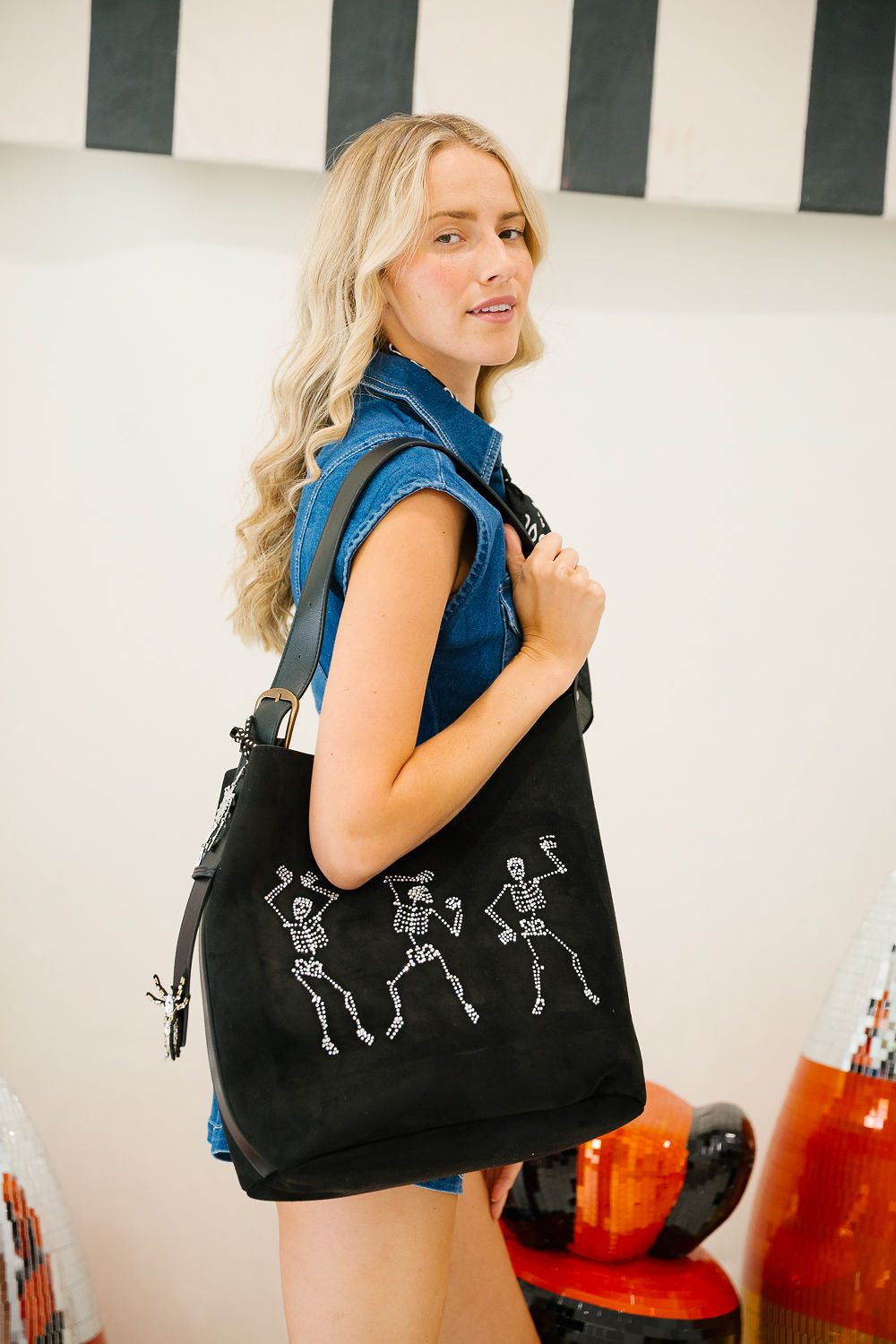 DANCING SKELETON BLACK BAG Clutch Judith March