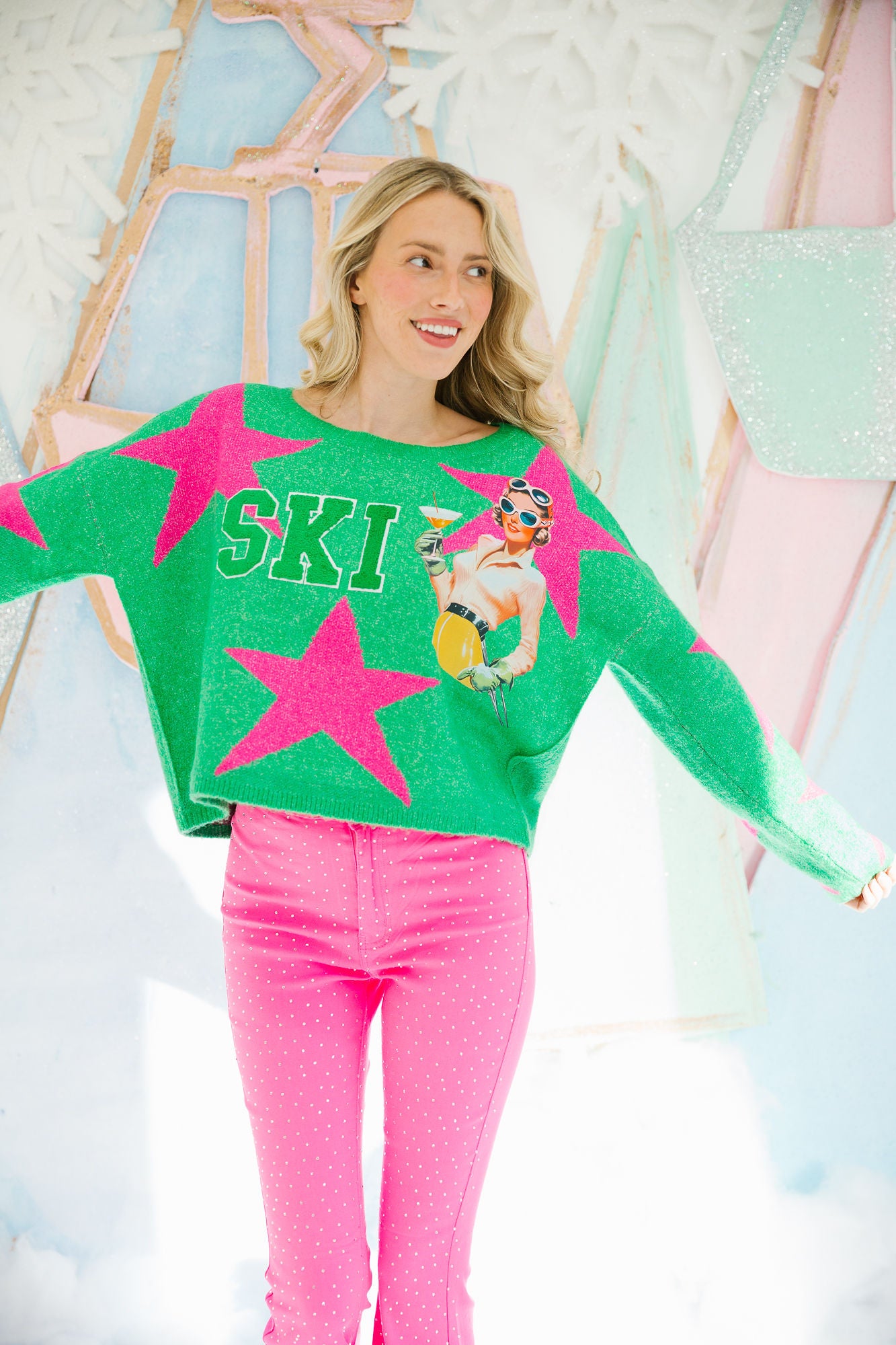 SKI GREEN STAR SWEATER SWEATER Judith March
