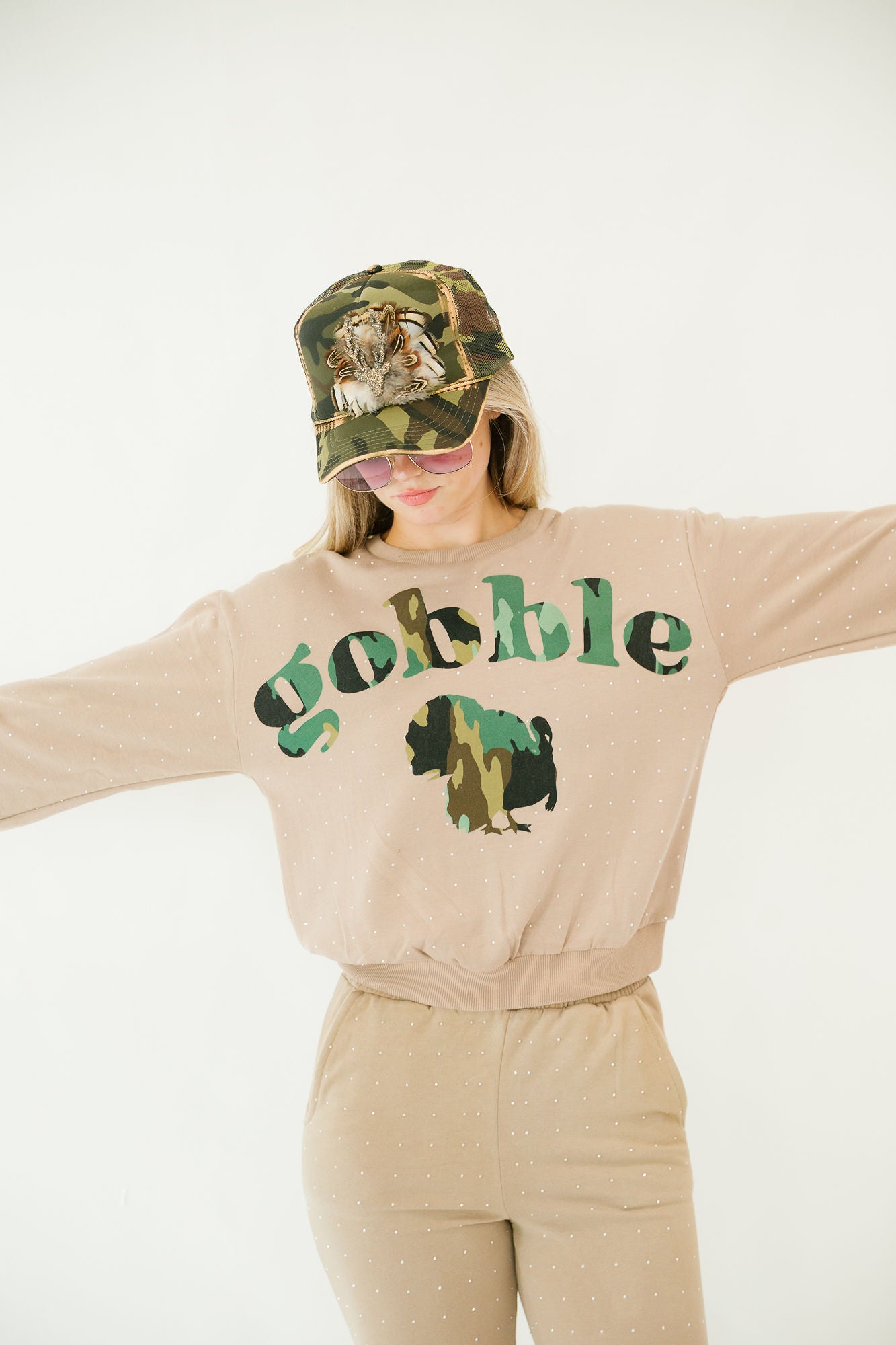 GOBBLE CAMO BEJEWELED LOUNGE SET Loungewear Judith March