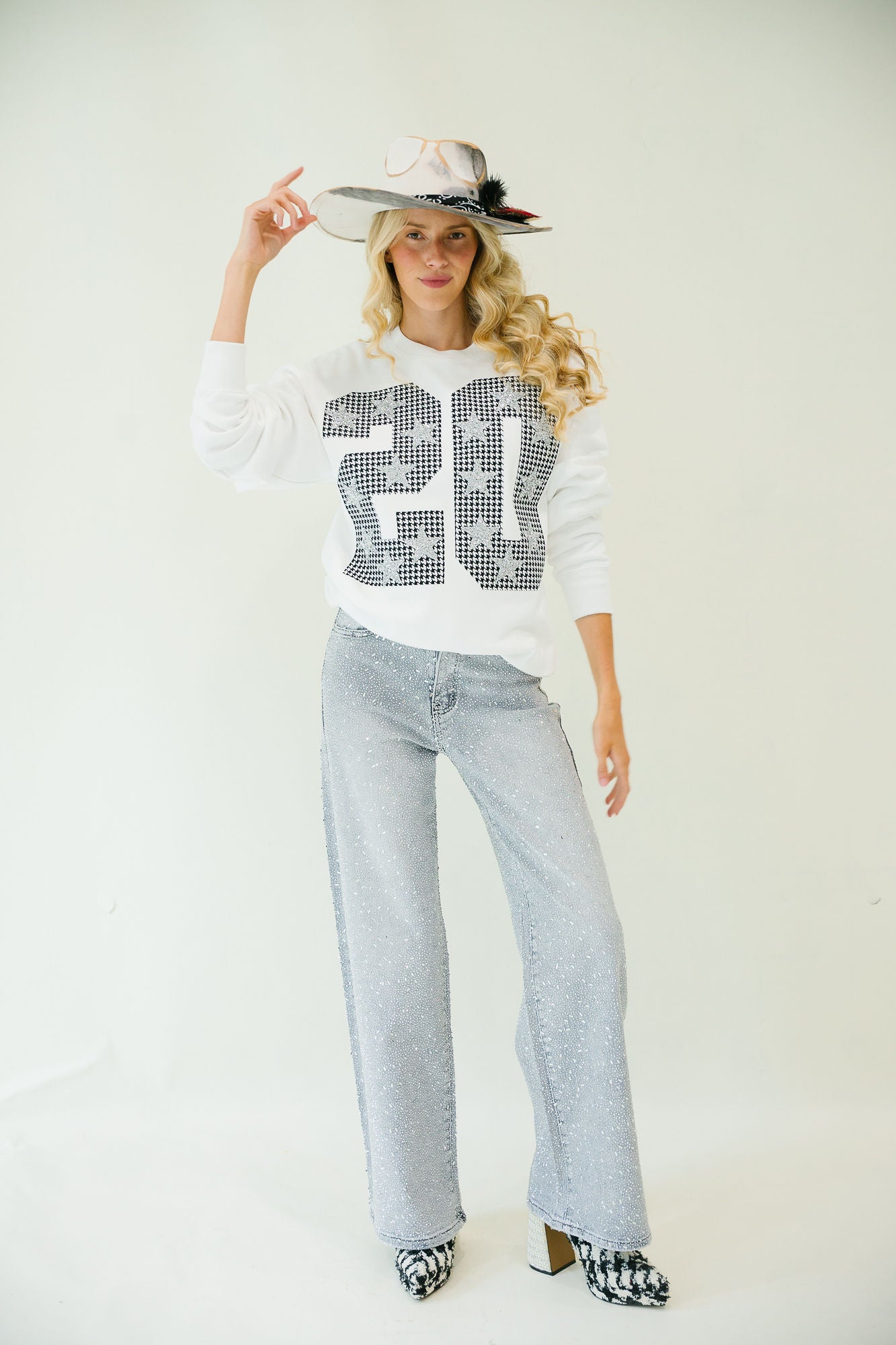 CUSTOM HOUNDSTOOTH NUMBER PULLOVER PULLOVER Judith March