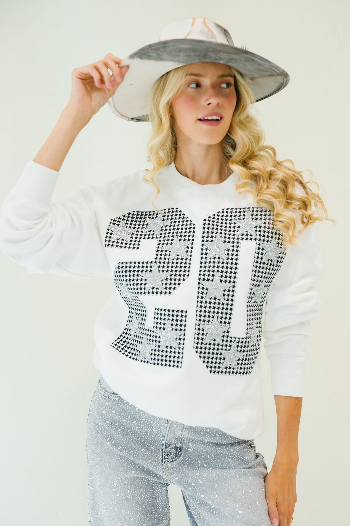 CUSTOM HOUNDSTOOTH NUMBER PULLOVER PULLOVER Judith March