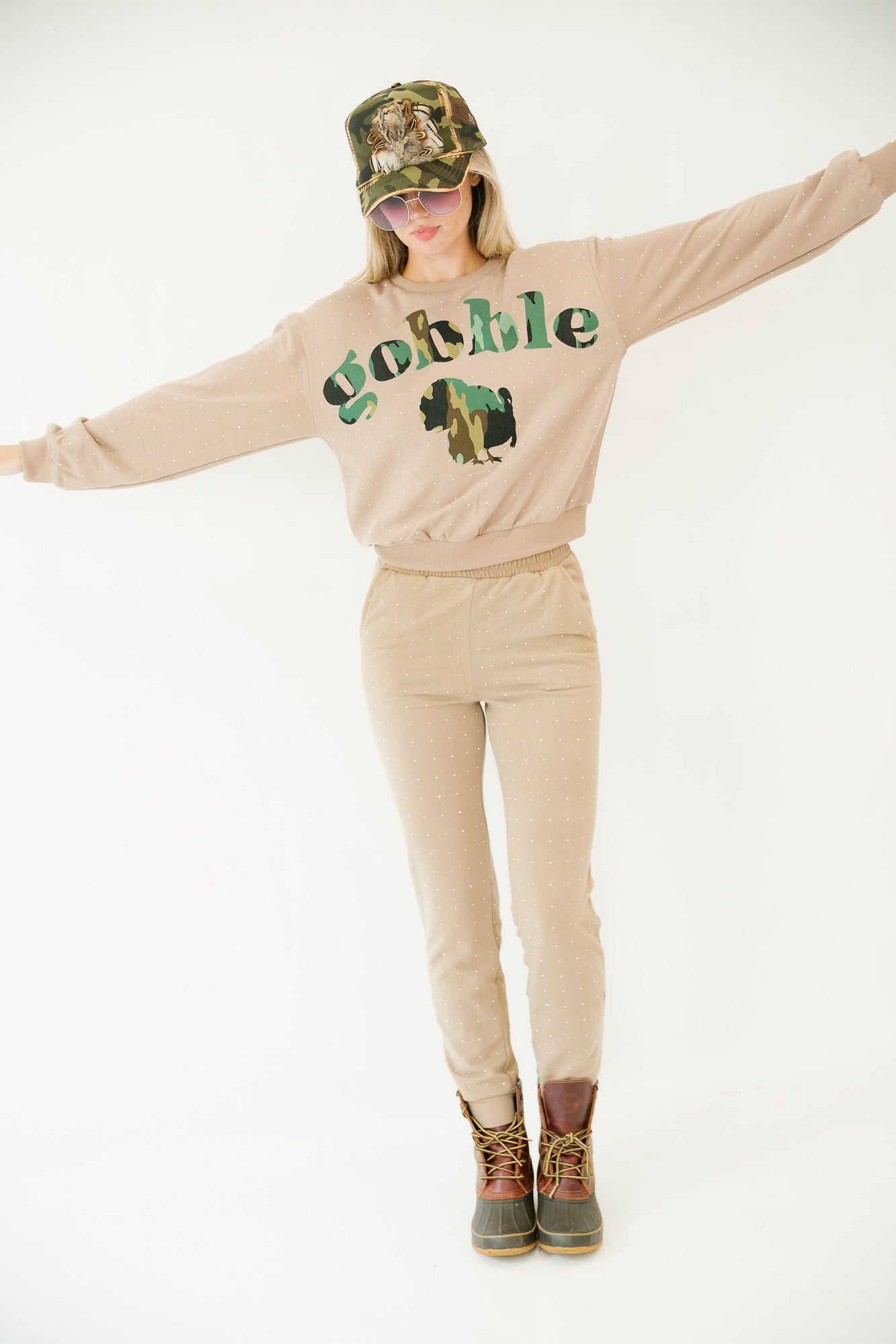 GOBBLE CAMO BEJEWELED LOUNGE SET Loungewear Judith March